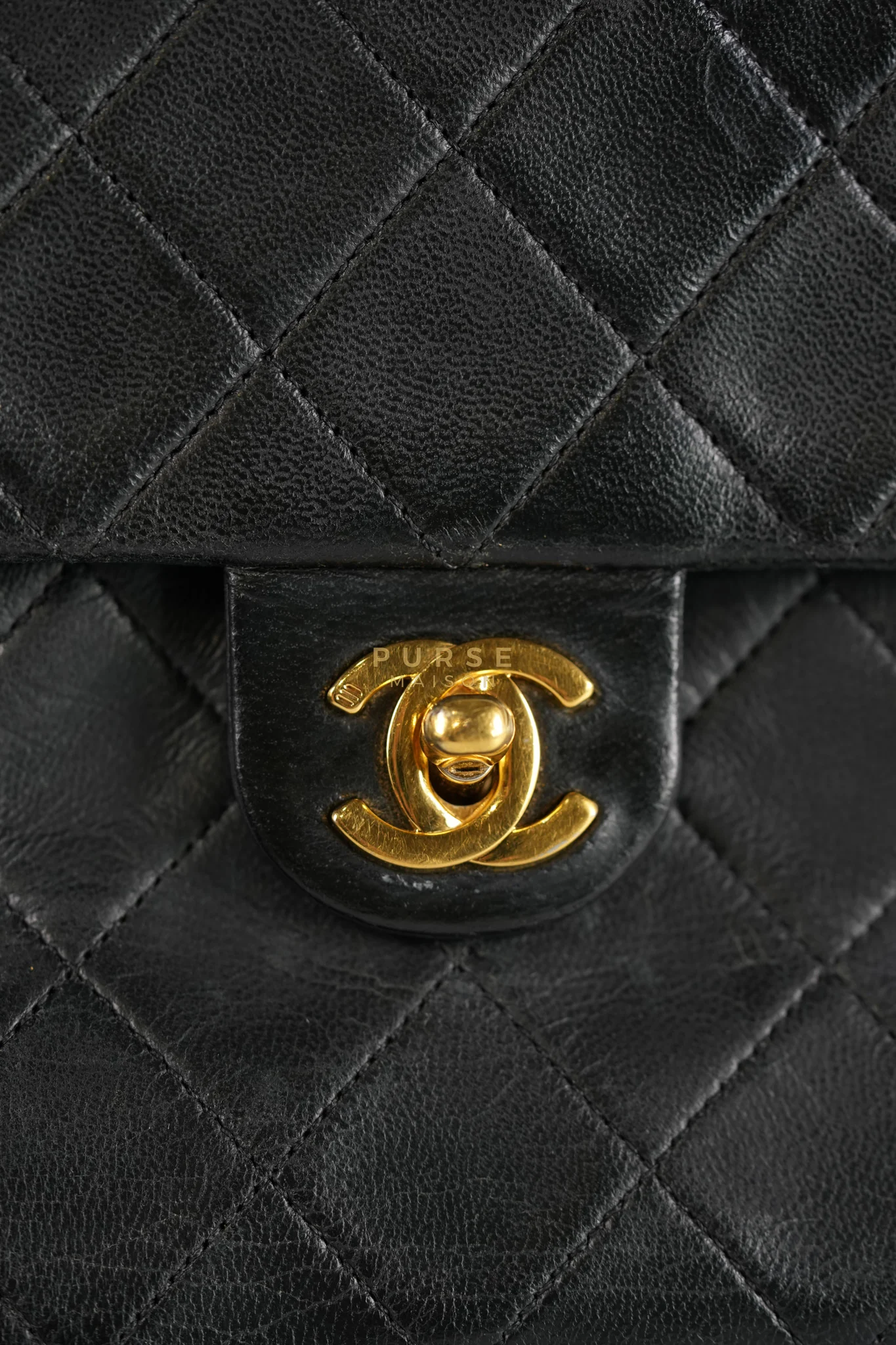 Chanel Classic Square Flap Bag in Black Quilted Lambskin Leather and 24k Gold Hardware Series 1 - Image 30