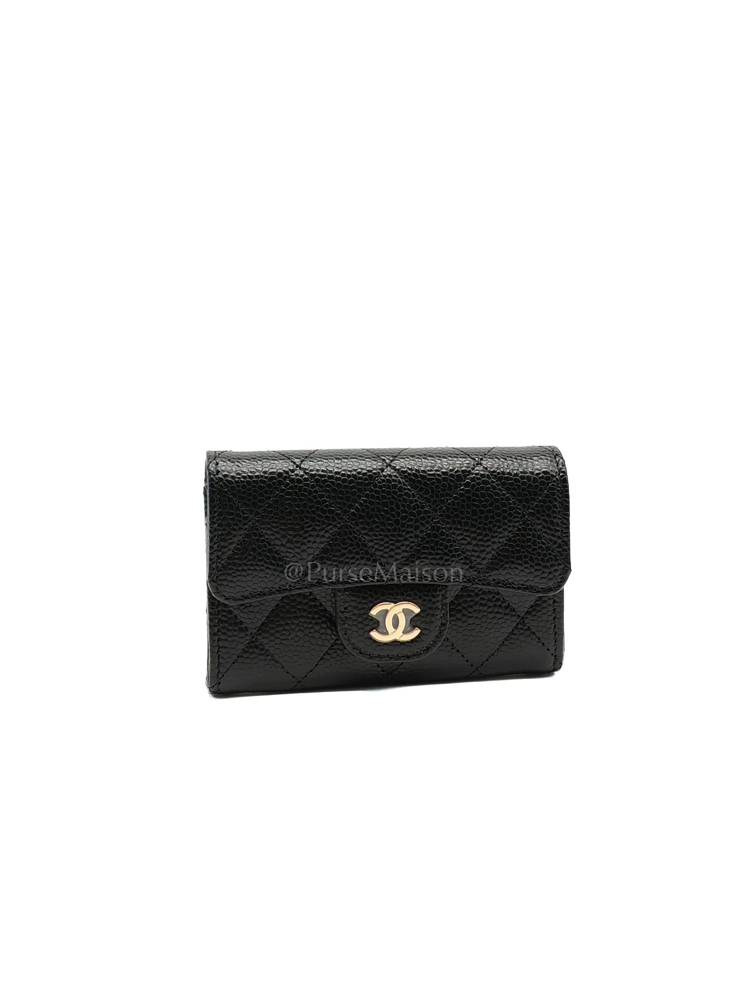 Chanel Flap Card Holder in Black Caviar Leather and Light Gold Hardware (Microchip) - Image 2