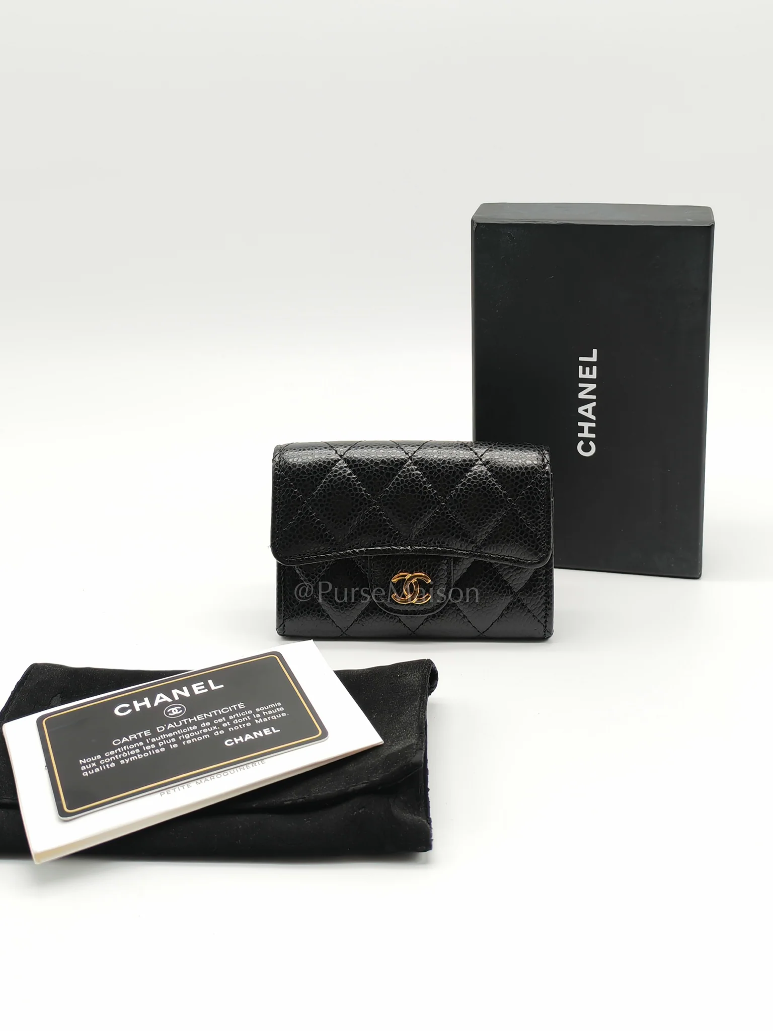 Chanel Flap Card Holder in Black Caviar Leather and Gold Hardware Series 27 - Image 21