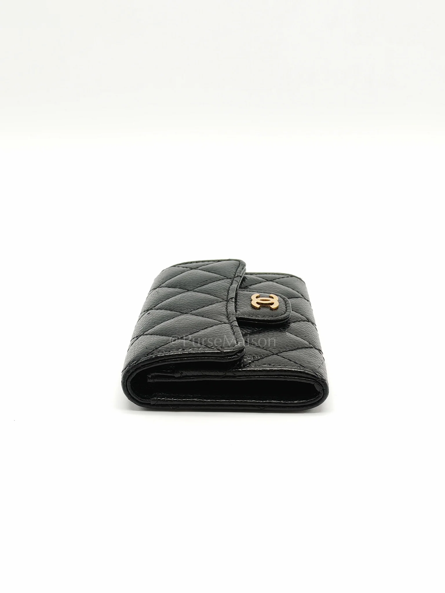 Chanel Flap Card Holder in Black Caviar Leather and Gold Hardware Series 27 - Image 5