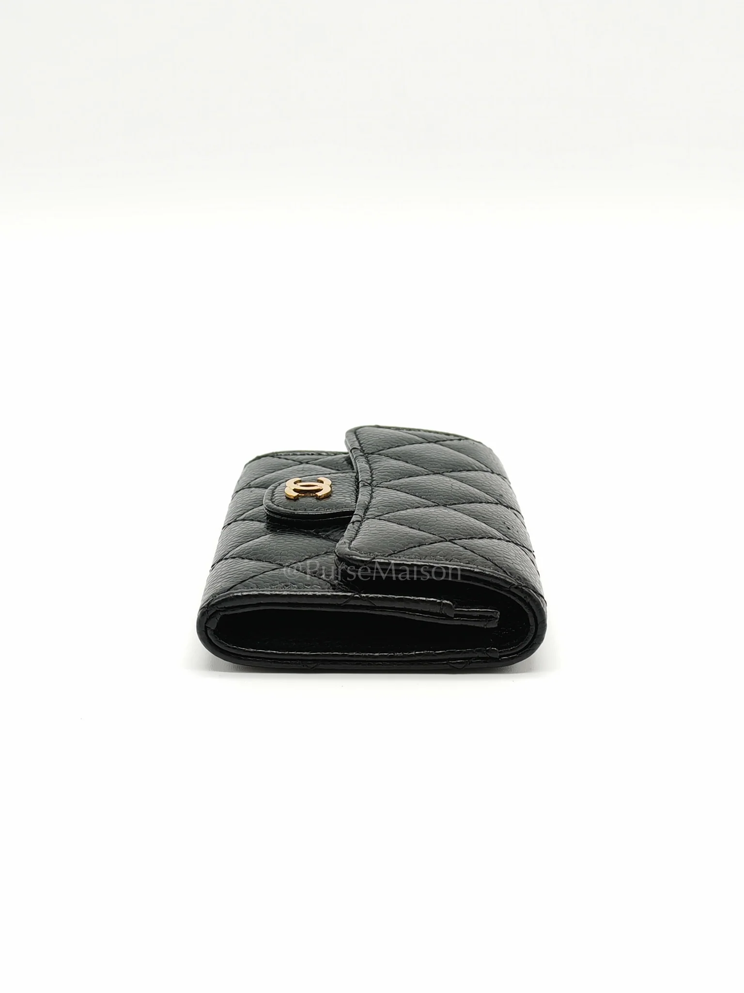 Chanel Flap Card Holder in Black Caviar Leather and Gold Hardware Series 27 - Image 6