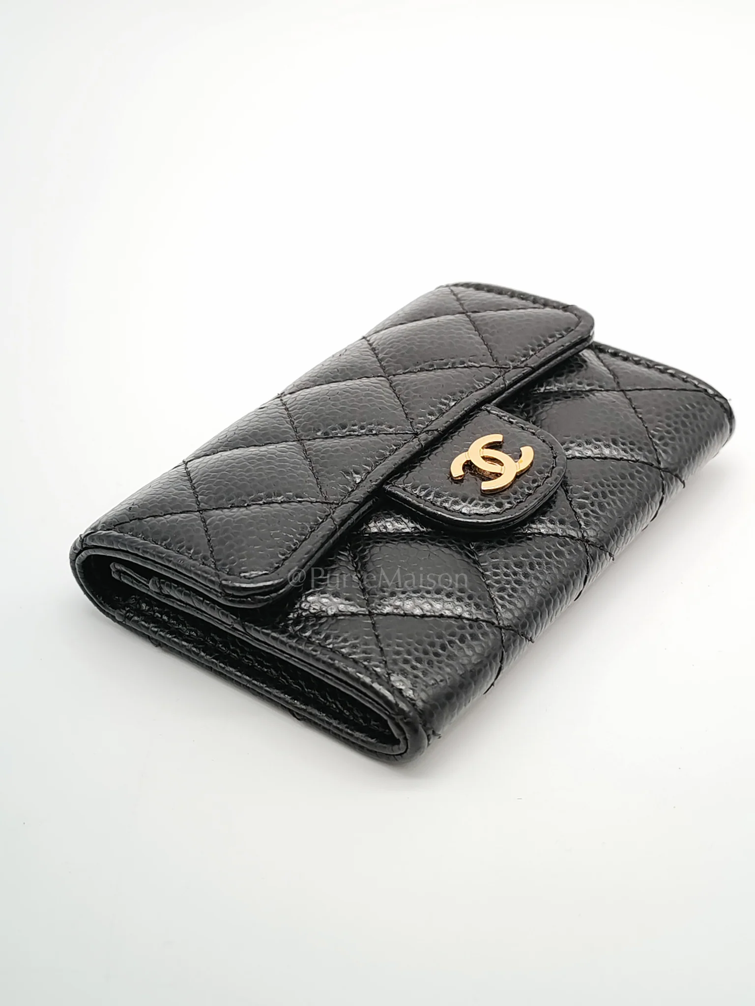 Chanel Flap Card Holder in Black Caviar Leather and Gold Hardware Series 27 - Image 8