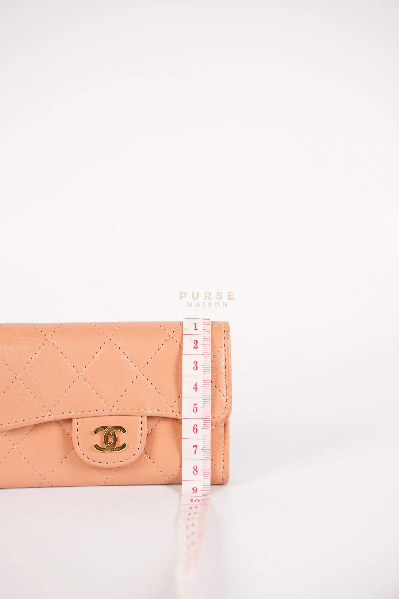 Chanel Classic Flap Card Holder in Peach Lambskin Leather and Light Gold Hardware Series 25 - Image 19