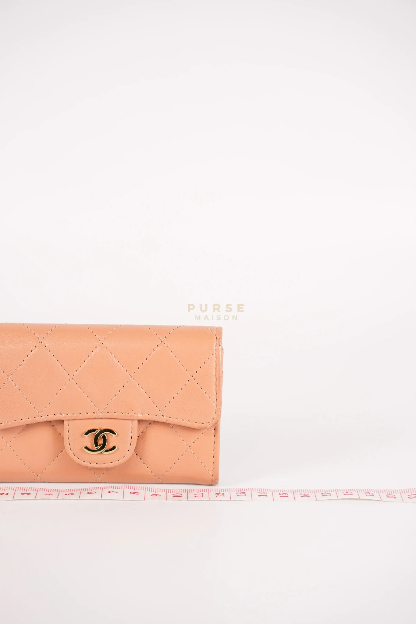 Chanel Classic Flap Card Holder in Peach Lambskin Leather and Light Gold Hardware Series 25 - Image 20