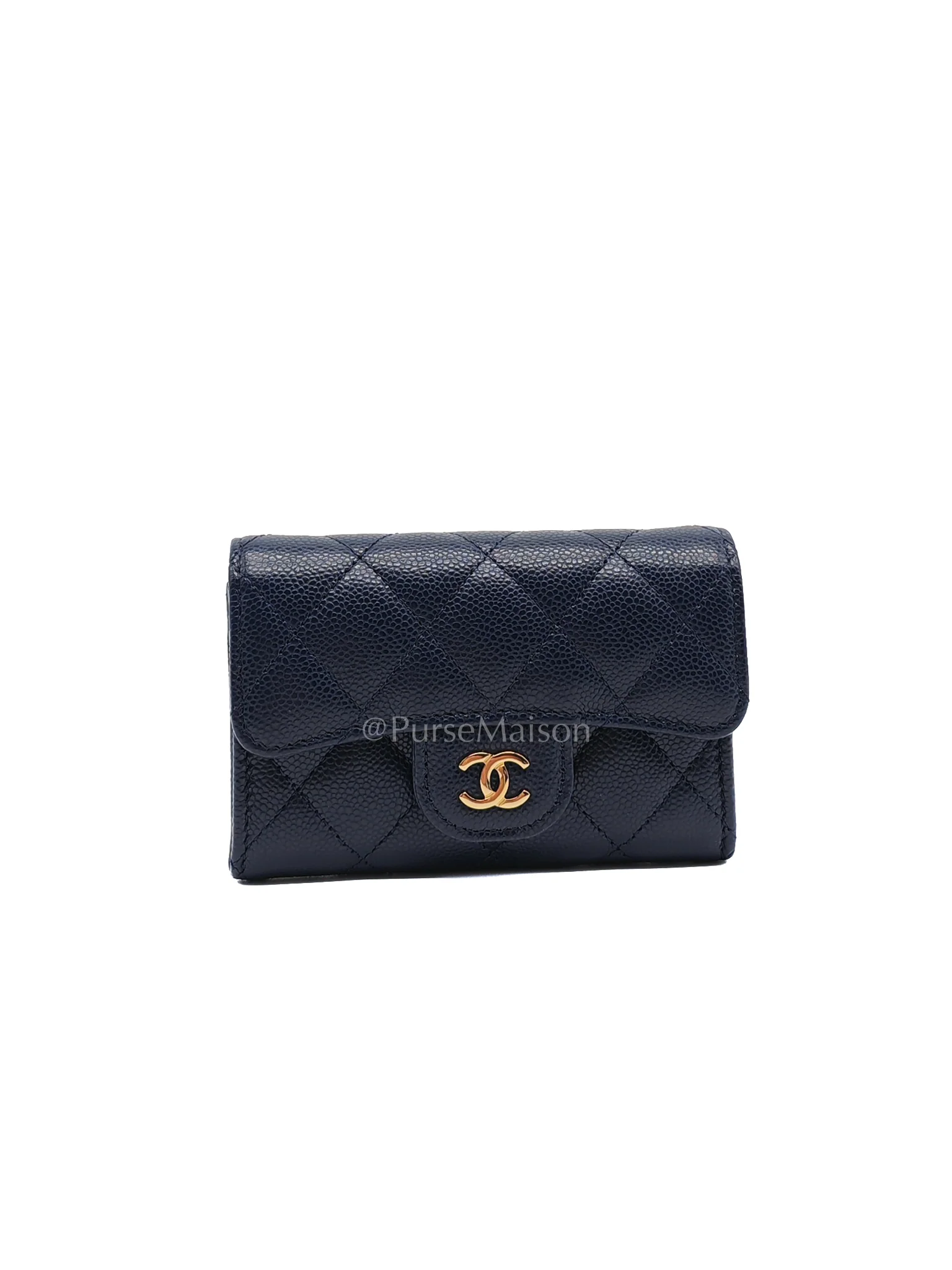Chanel Flap Card Holder in Navy Blue Caviar Leather and Gold Hardware (Microchip) - Image 2