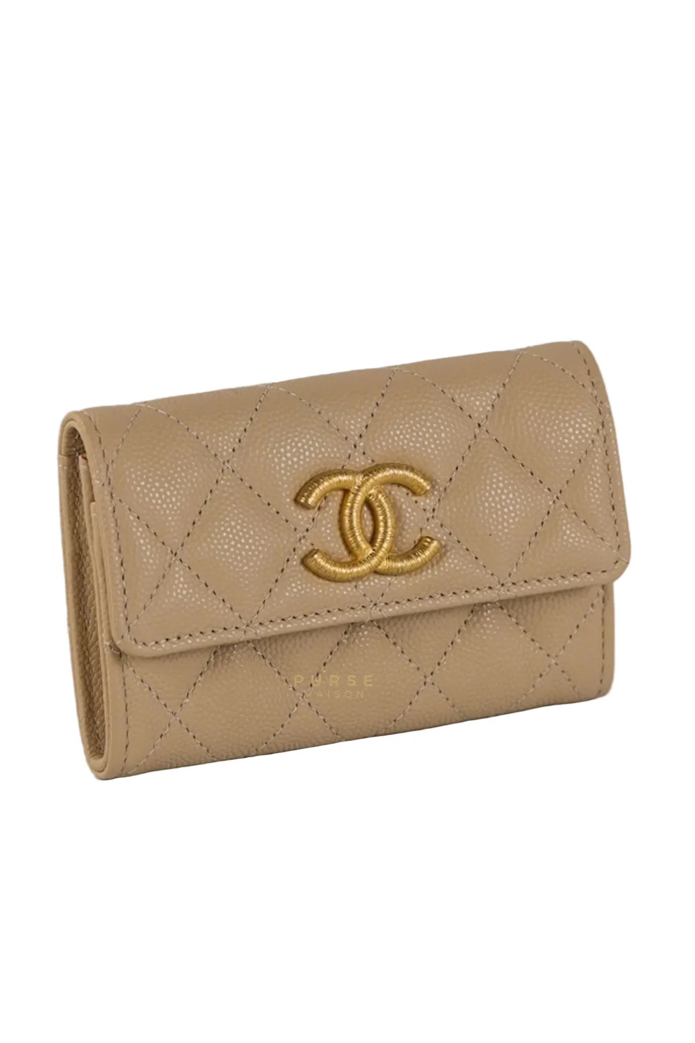 Chanel Big CC Flap Card Holder in Beige Caviar Leather Gold Hardware(Microchip) - Image 2