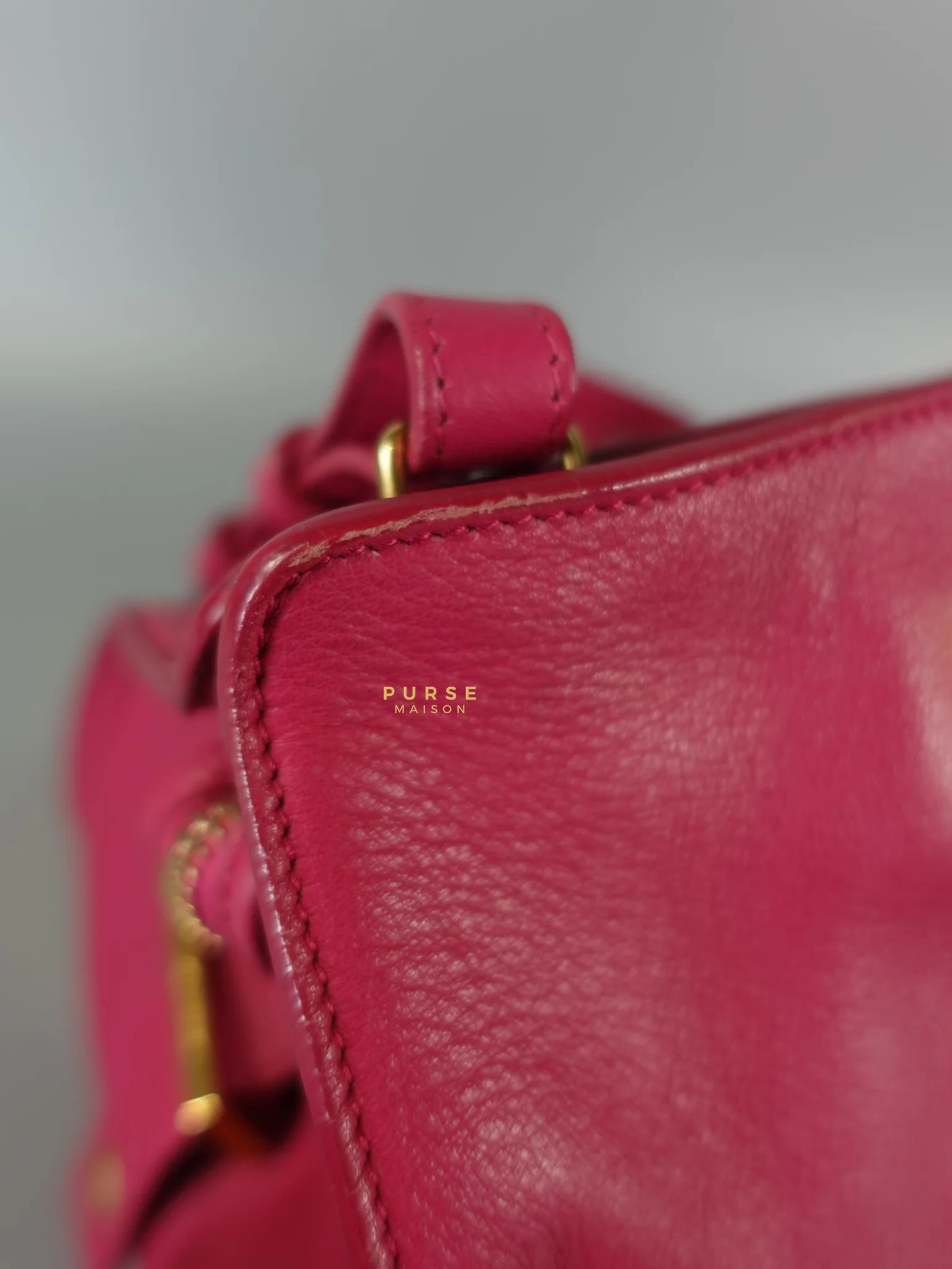 Yves Saint Laurent Small Cabas Fuchsia Calfskin Leather Bag - Image 9