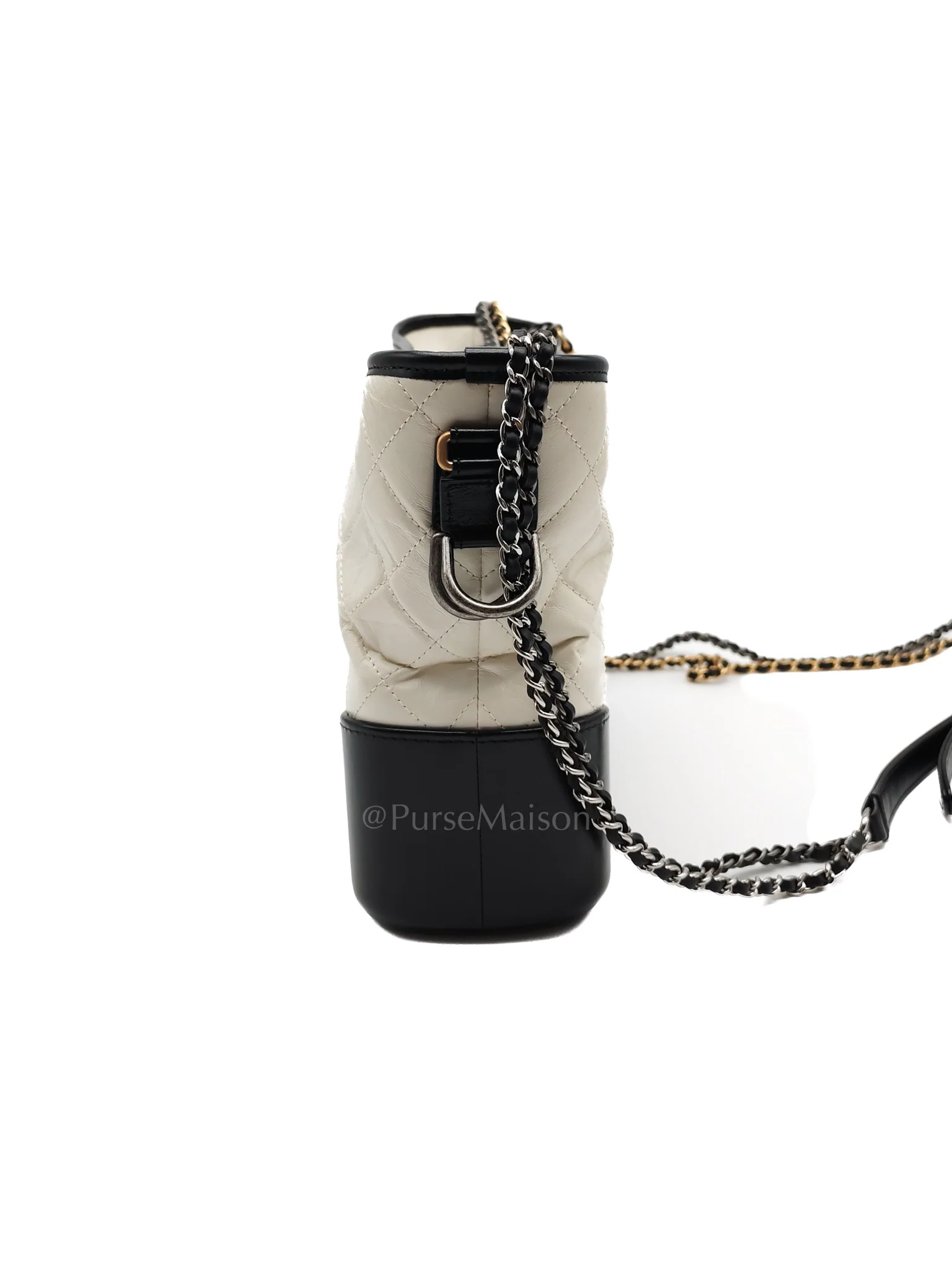 Chanel Gabrielle Hobo Old Medium (Large) in White Quilted Distressed Calfskin & Mixed Hardware (Series 25) - Image 6
