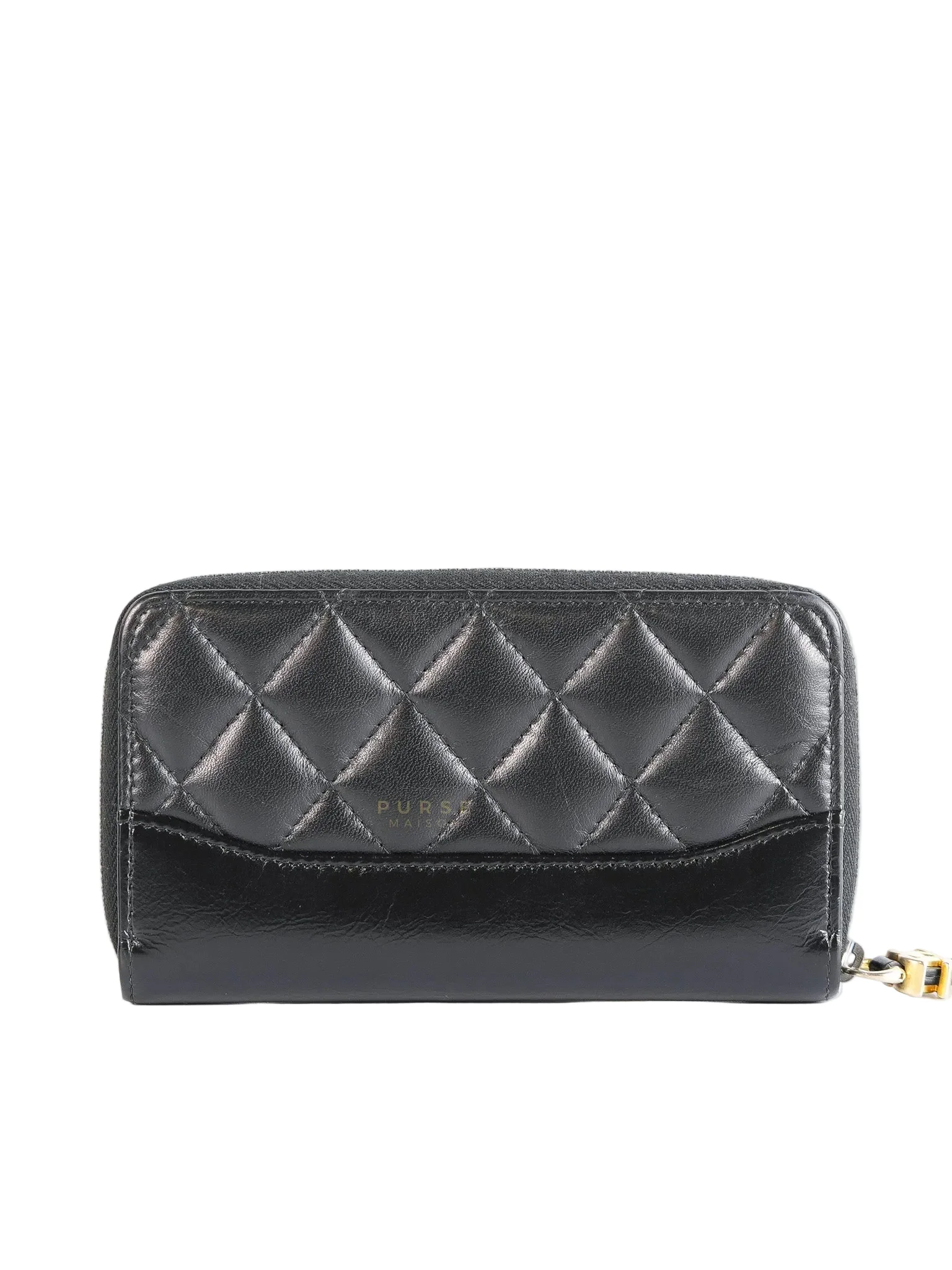 Chanel Gabrielle Zipped Coin Purse Wallet in Aged Gold Hardware Series 25