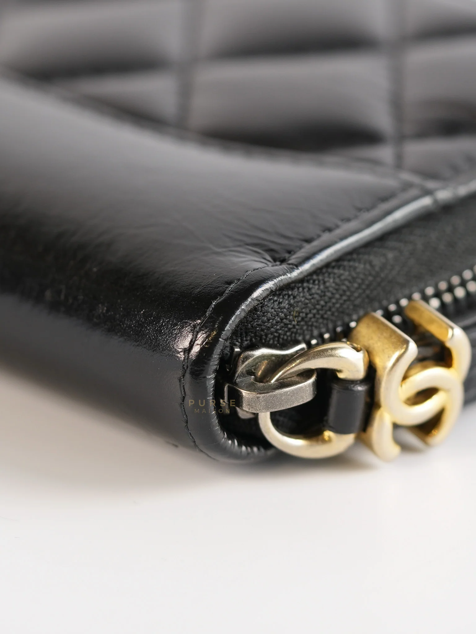 Chanel Gabrielle Zipped Coin Purse Wallet in Aged Gold Hardware Series 25 - Image 9