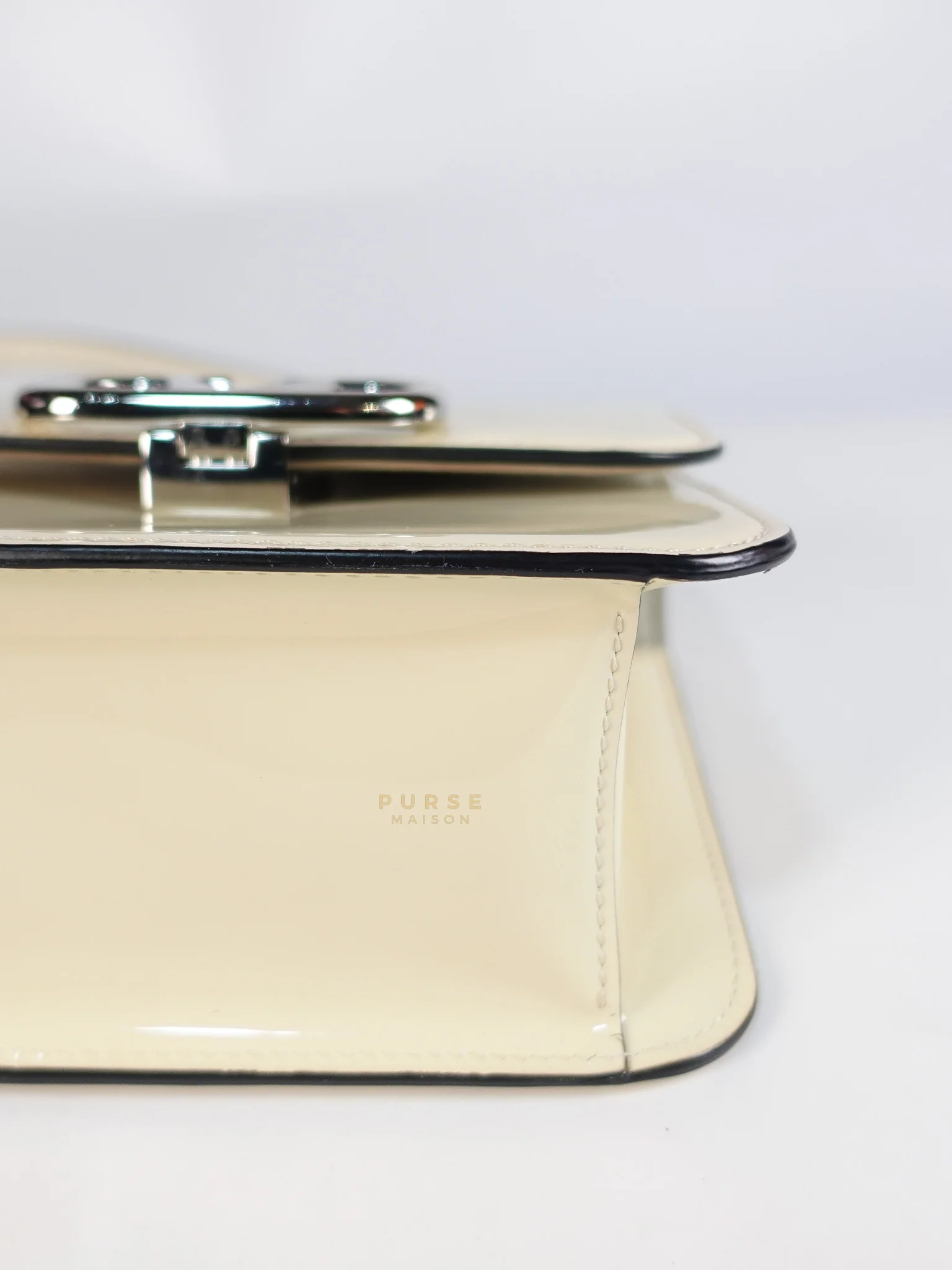 Valentino Garavani V-Logo& Almond Beige Patent Small Crossbody Bag - Image 11