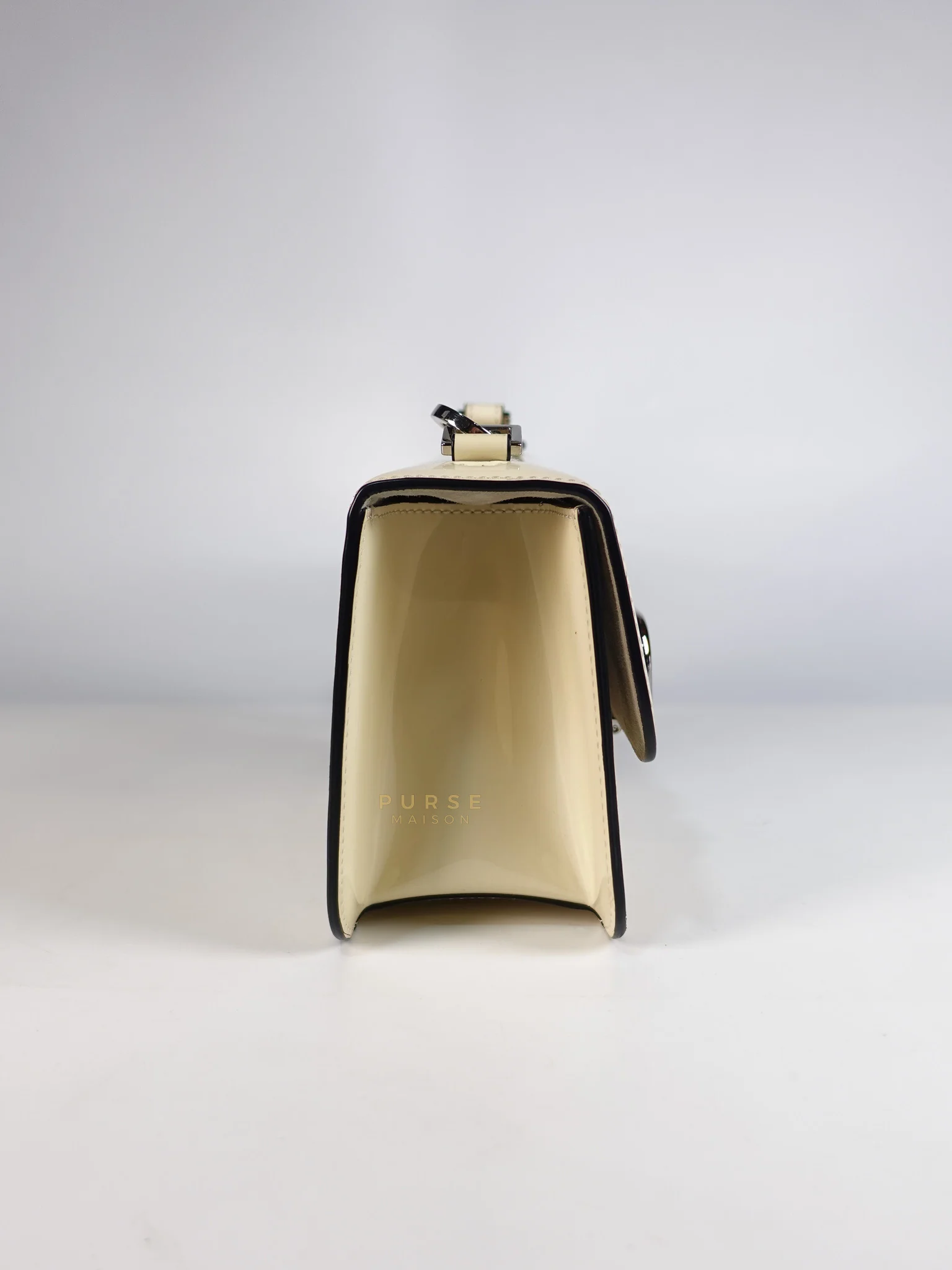 Valentino Garavani V-Logo& Almond Beige Patent Small Crossbody Bag - Image 7