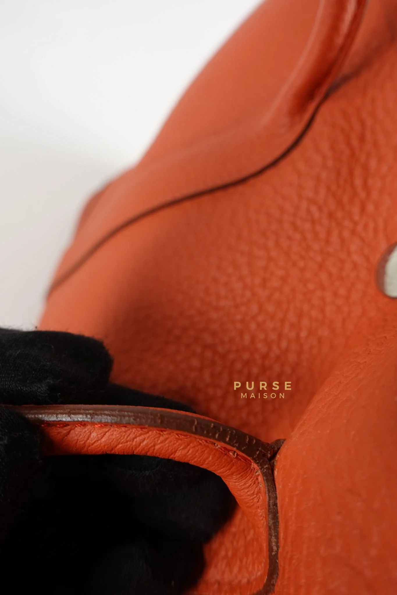 Hermes Garden Party 30 in Poppy Orange Negonda Leather PHW Stamp Square Q (2013) - Image 10