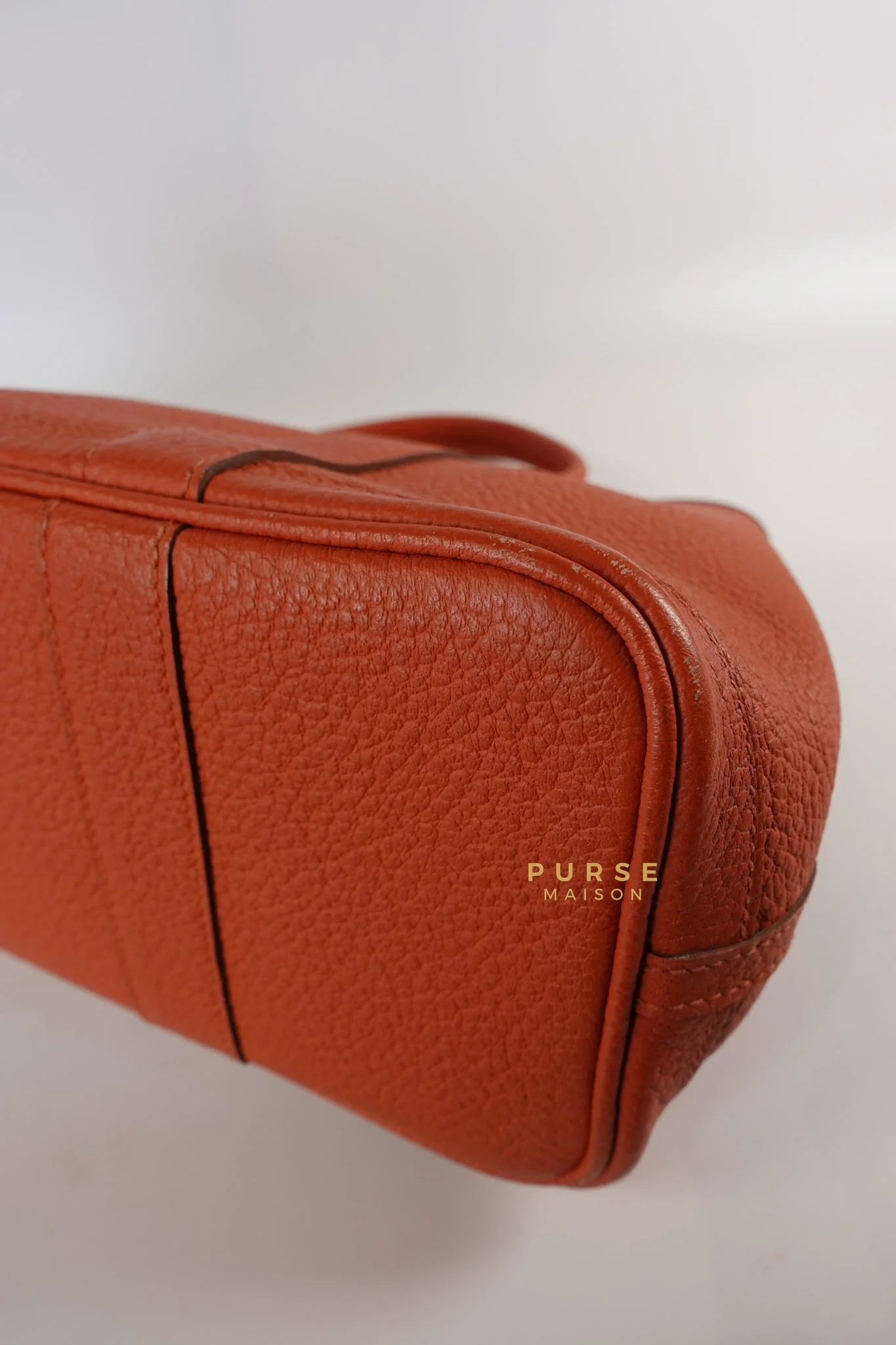 Hermes Garden Party 30 in Poppy Orange Negonda Leather PHW Stamp Square Q (2013) - Image 11