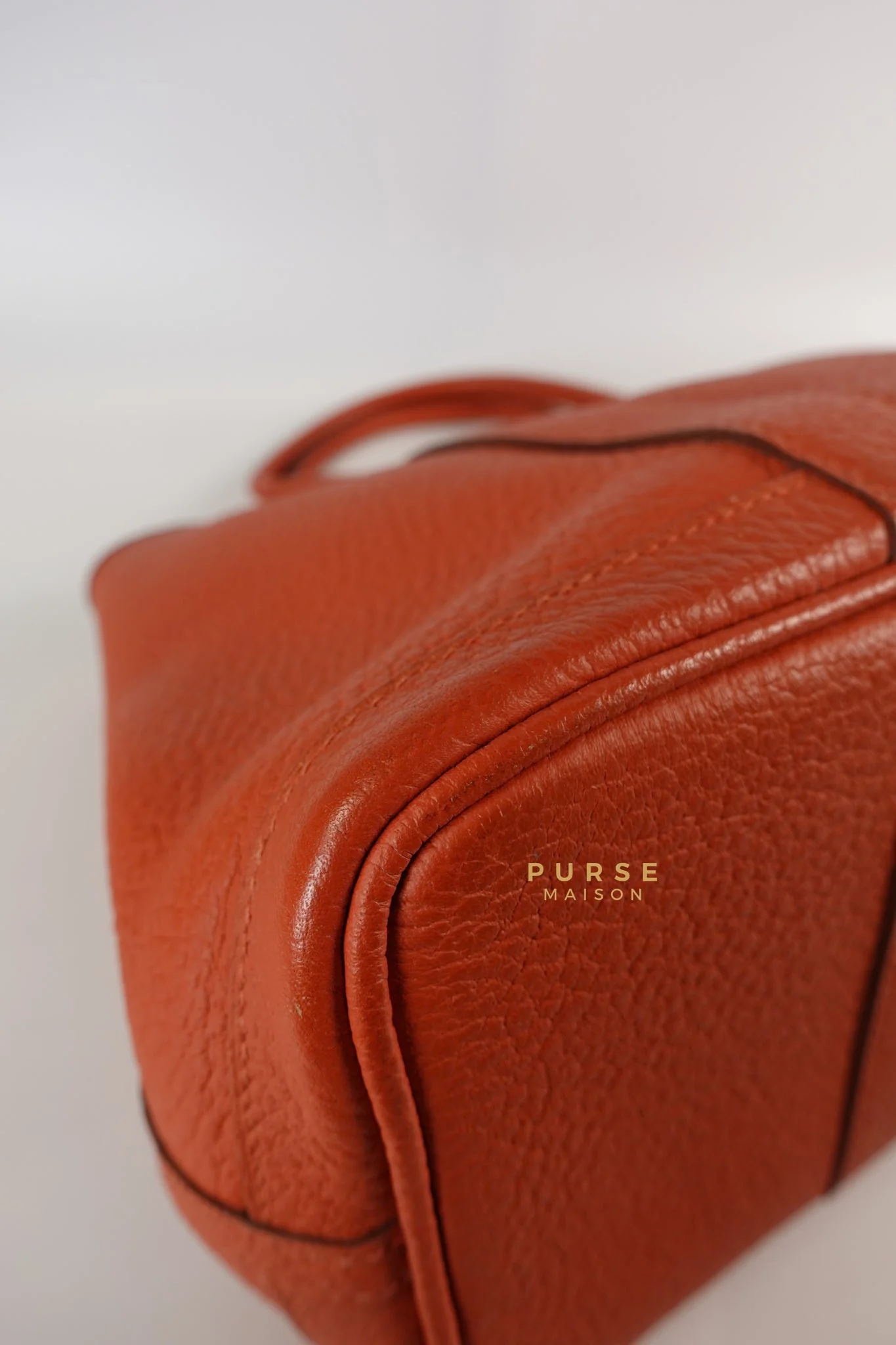 Hermes Garden Party 30 in Poppy Orange Negonda Leather PHW Stamp Square Q (2013) - Image 12
