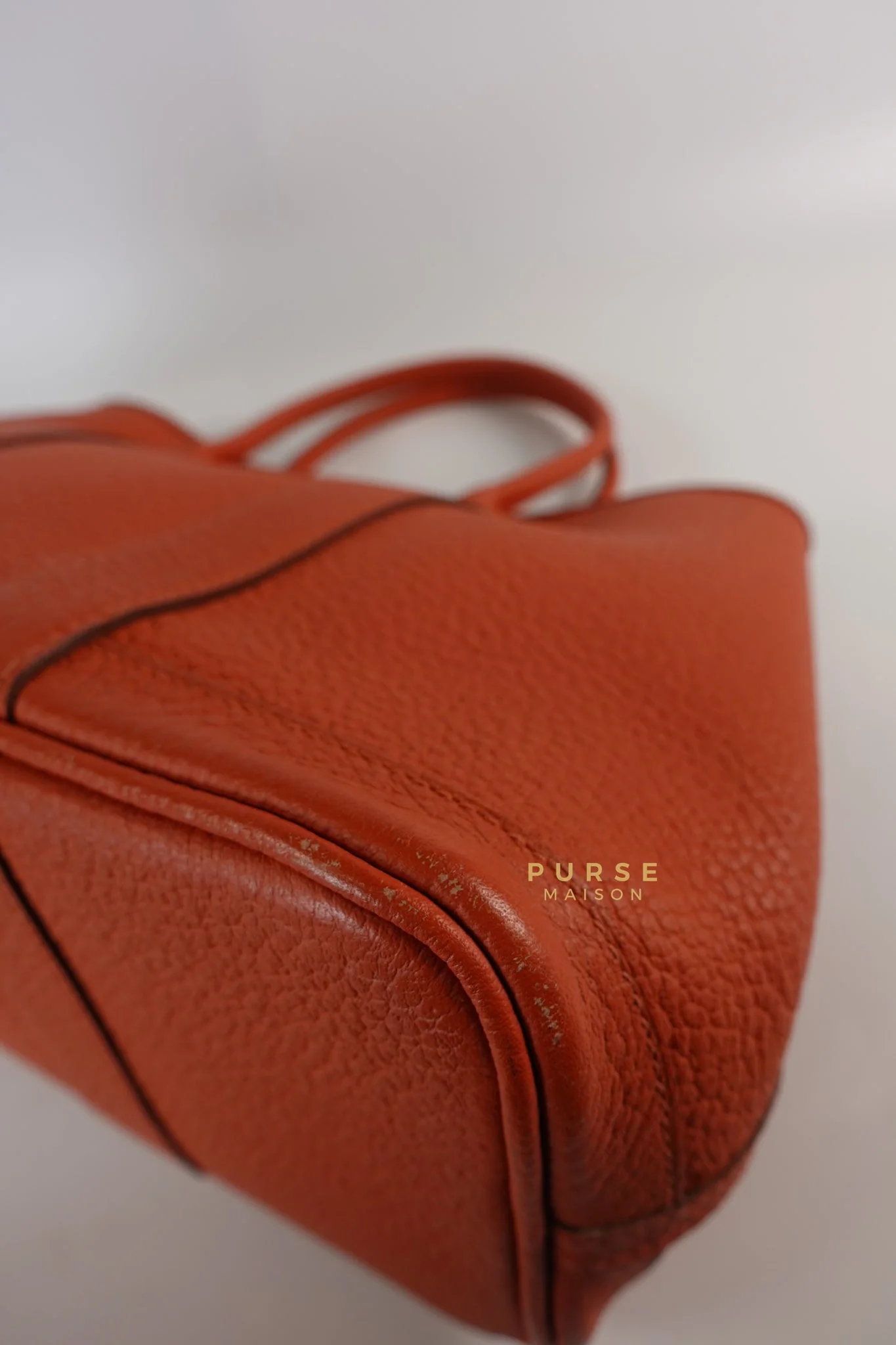 Hermes Garden Party 30 in Poppy Orange Negonda Leather PHW Stamp Square Q (2013) - Image 13