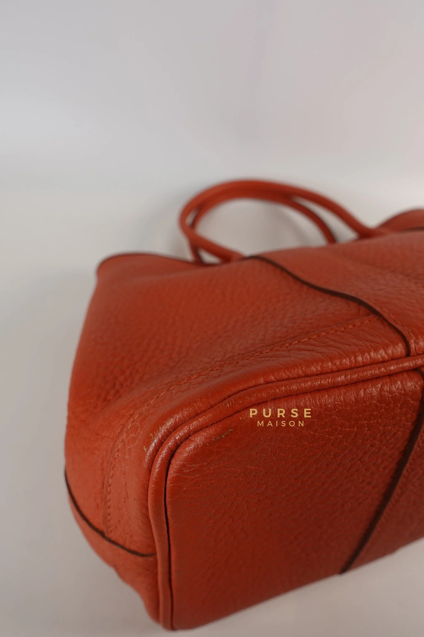 Hermes Garden Party 30 in Poppy Orange Negonda Leather PHW Stamp Square Q (2013) - Image 14