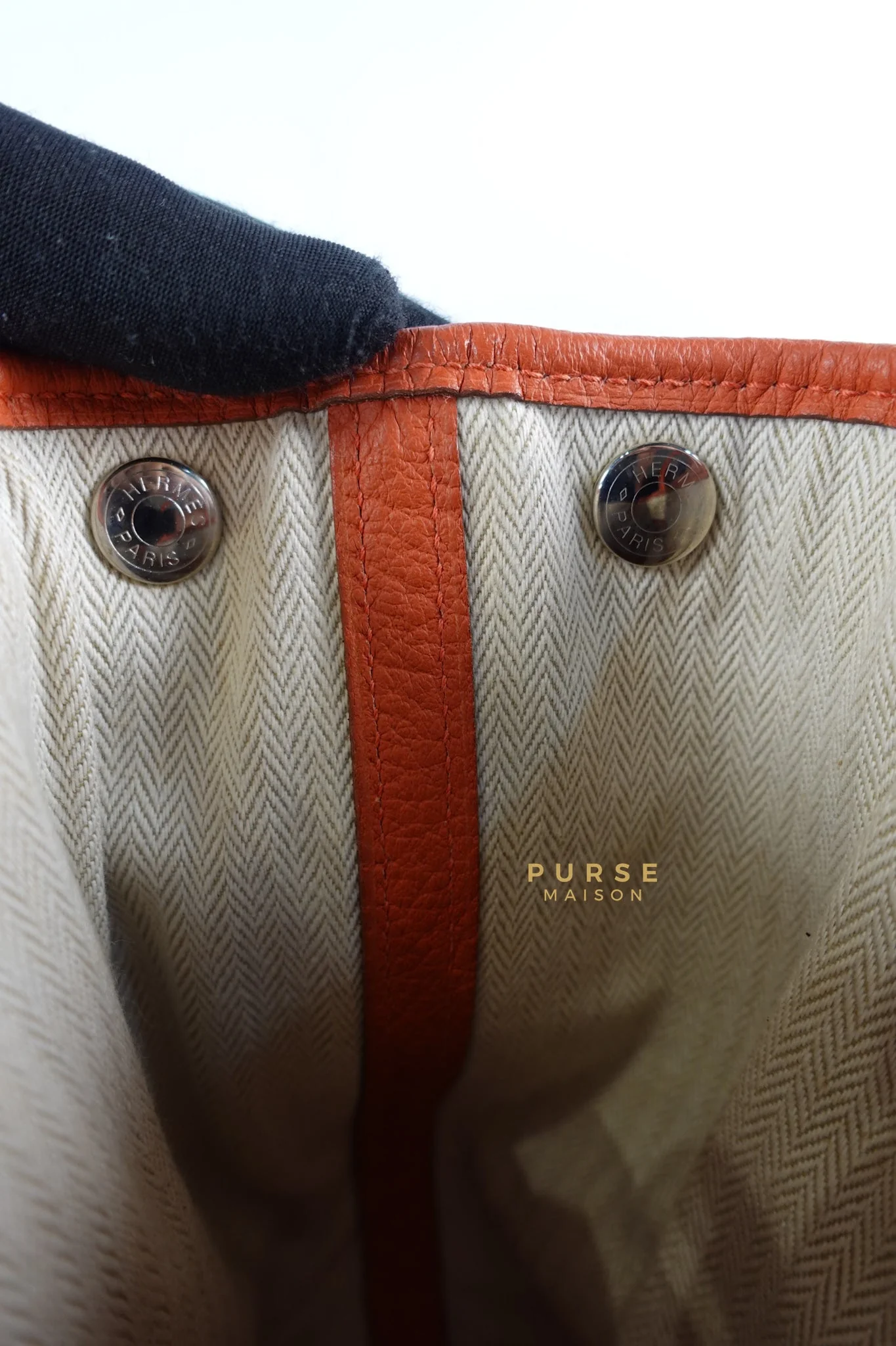 Hermes Garden Party 30 in Poppy Orange Negonda Leather PHW Stamp Square Q (2013) - Image 16