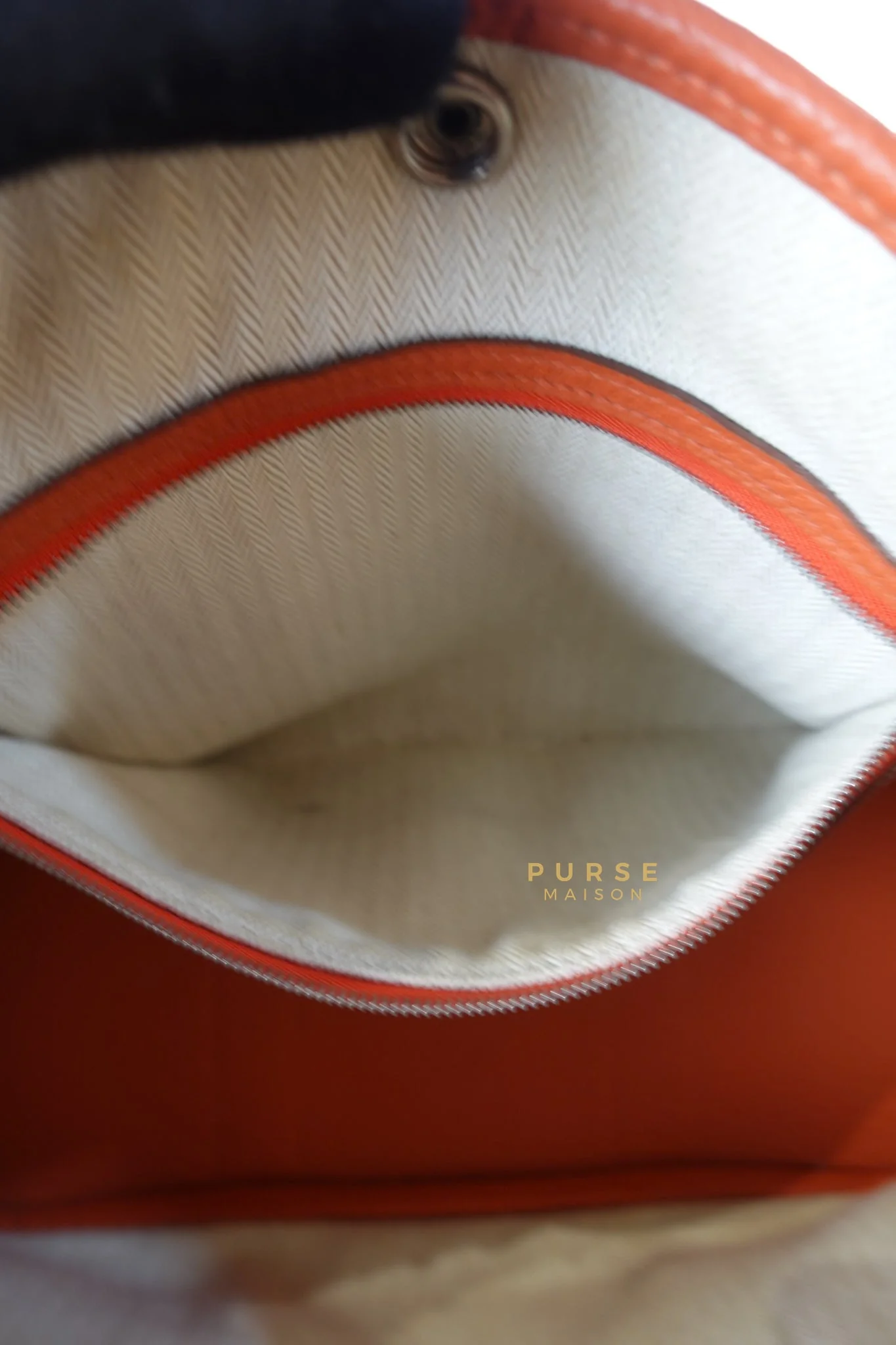 Hermes Garden Party 30 in Poppy Orange Negonda Leather PHW Stamp Square Q (2013) - Image 17