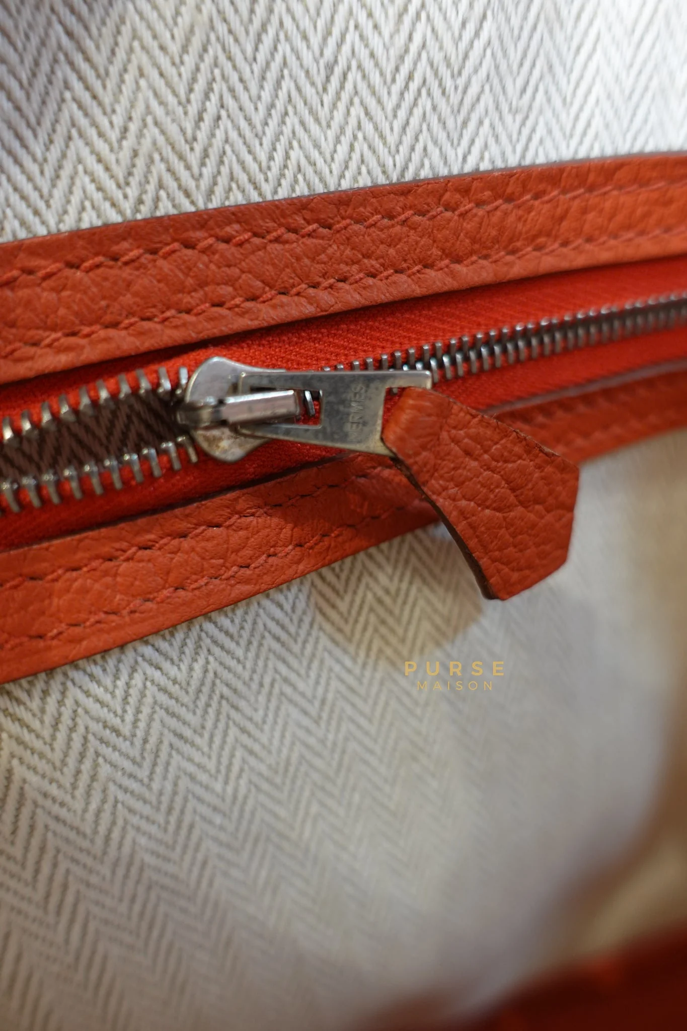 Hermes Garden Party 30 in Poppy Orange Negonda Leather PHW Stamp Square Q (2013) - Image 18