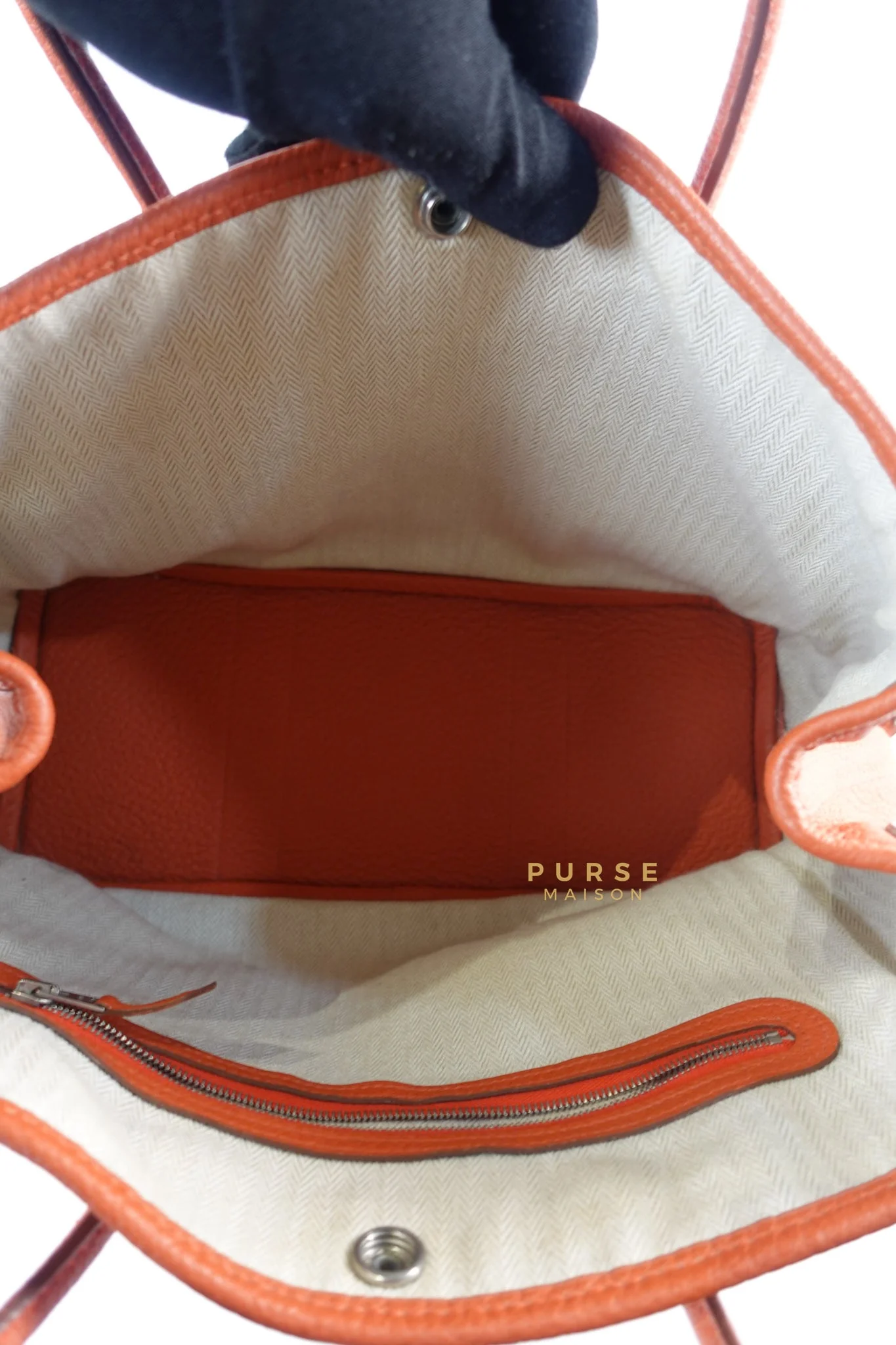 Hermes Garden Party 30 in Poppy Orange Negonda Leather PHW Stamp Square Q (2013) - Image 24