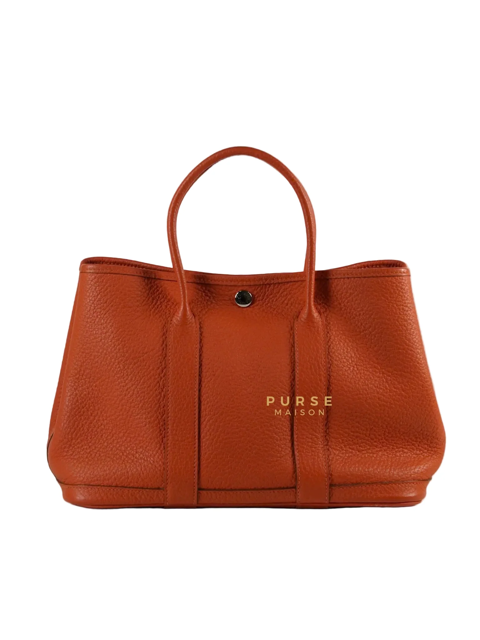 Hermes Garden Party 30 in Poppy Orange Negonda Leather PHW Stamp Square Q (2013) - Image 3