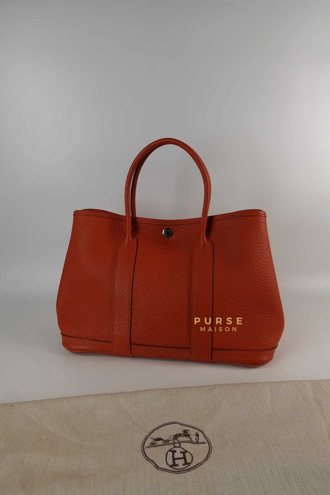 Hermes Garden Party 30 in Poppy Orange Negonda Leather PHW Stamp Square Q (2013) - Image 35