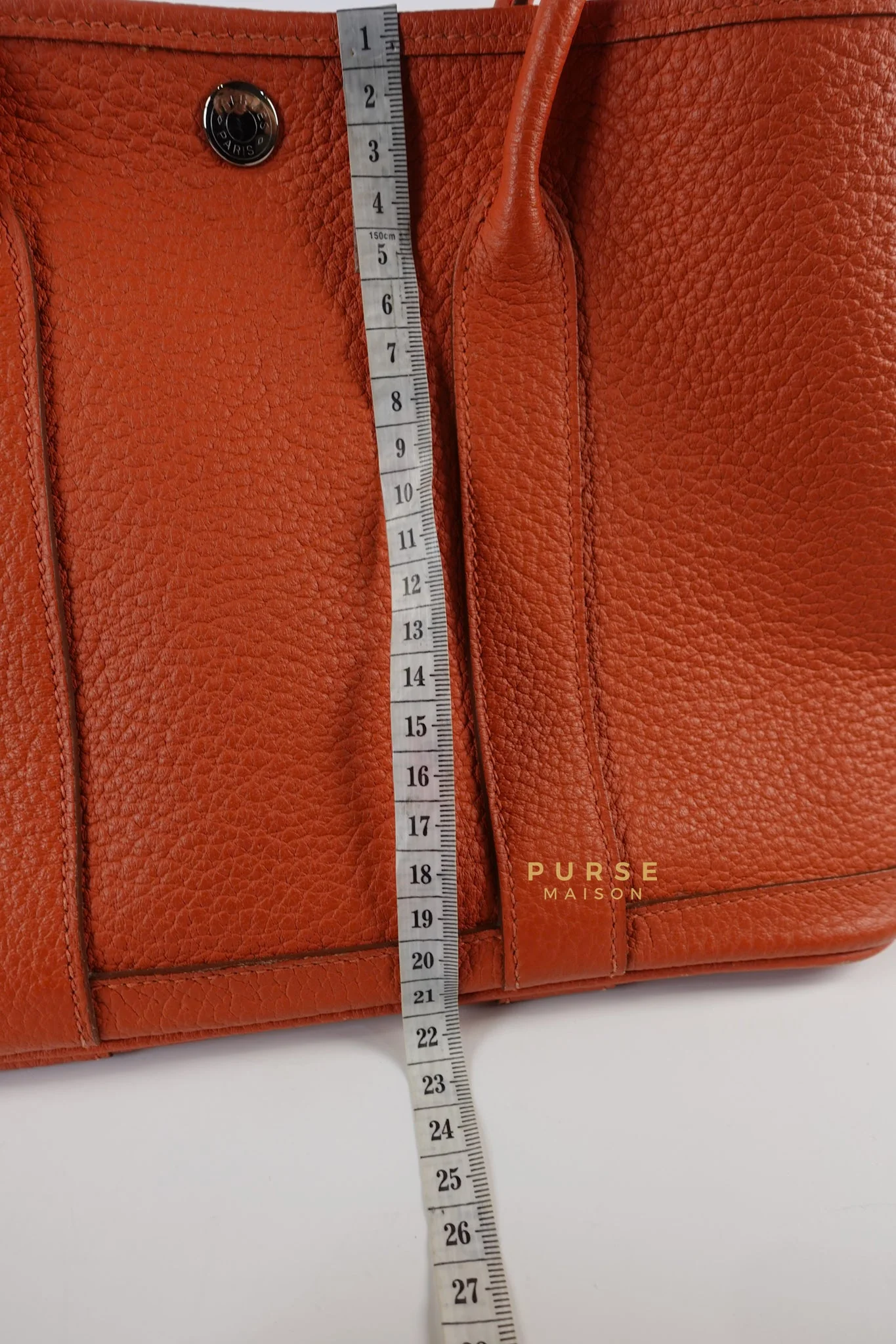 Hermes Garden Party 30 in Poppy Orange Negonda Leather PHW Stamp Square Q (2013) - Image 38