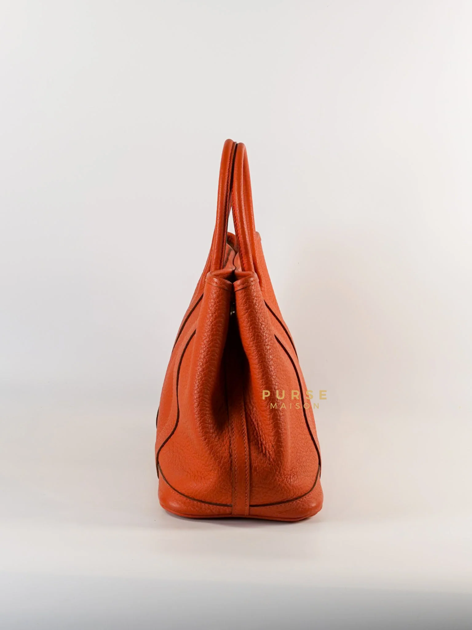 Hermes Garden Party 30 in Poppy Orange Negonda Leather PHW Stamp Square Q (2013) - Image 5