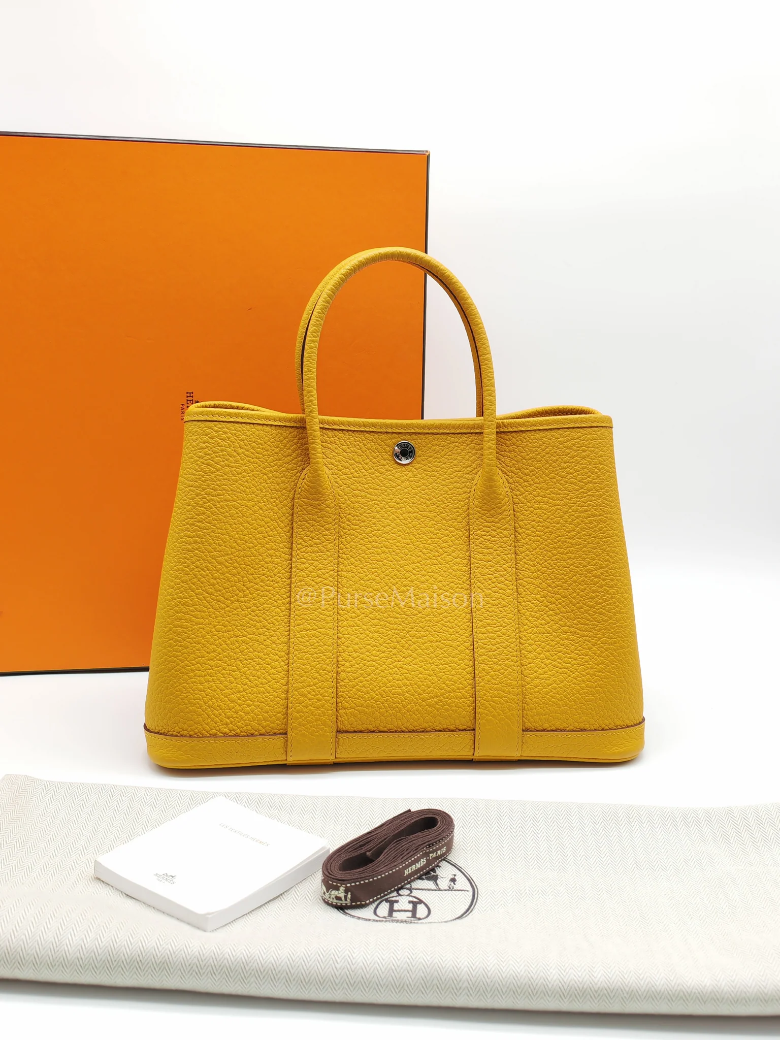 Hermes Garden Party Tote 30 (GPT) in Jaune Ambre Palladium Hardware Stamp D (2019) - Image 22
