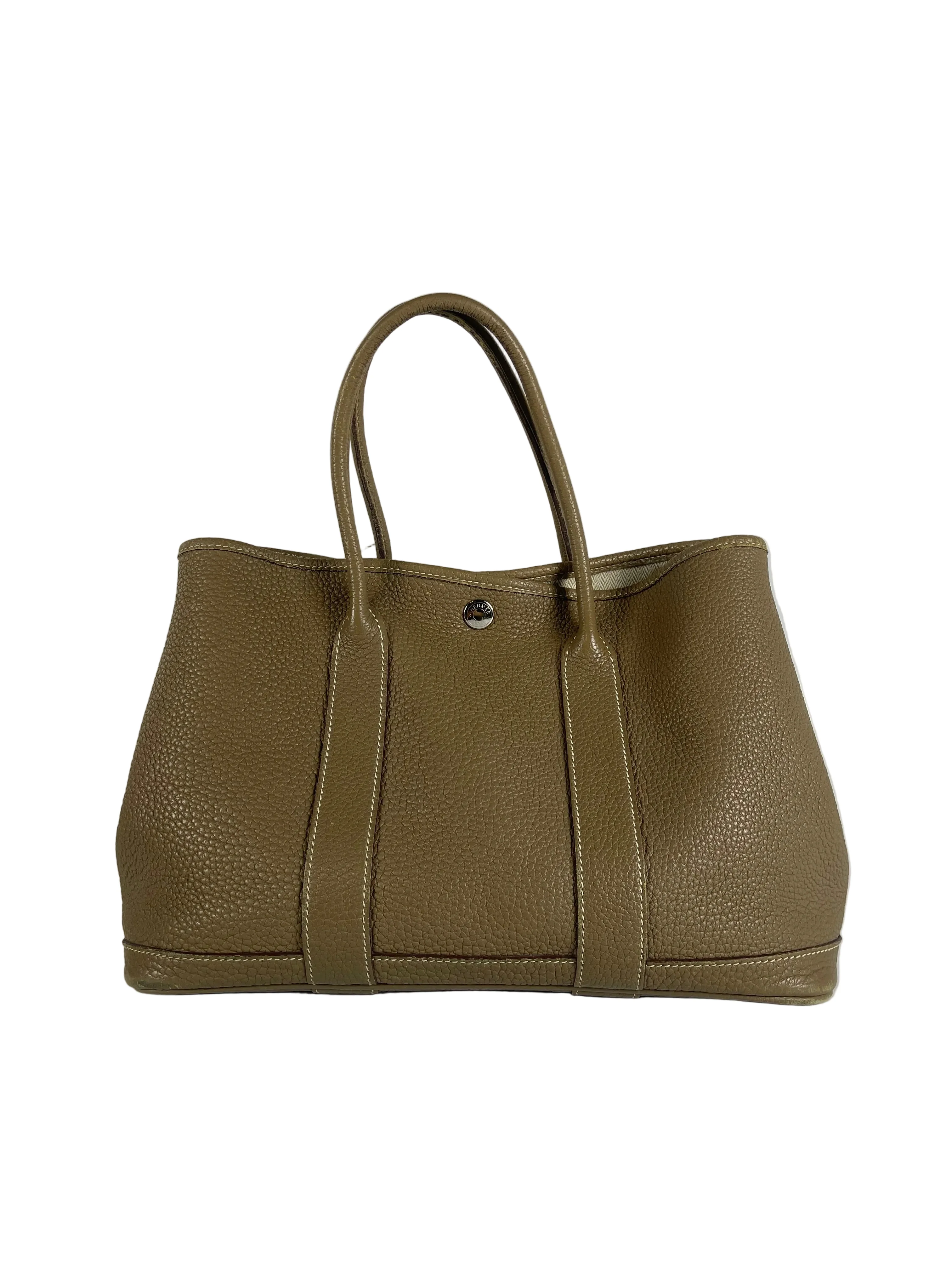 Hermes Garden Party Tote 30 (GPT) Etoupe Negonda Leather in Palladium Hardware Stamp Square R (2014) - Image 2