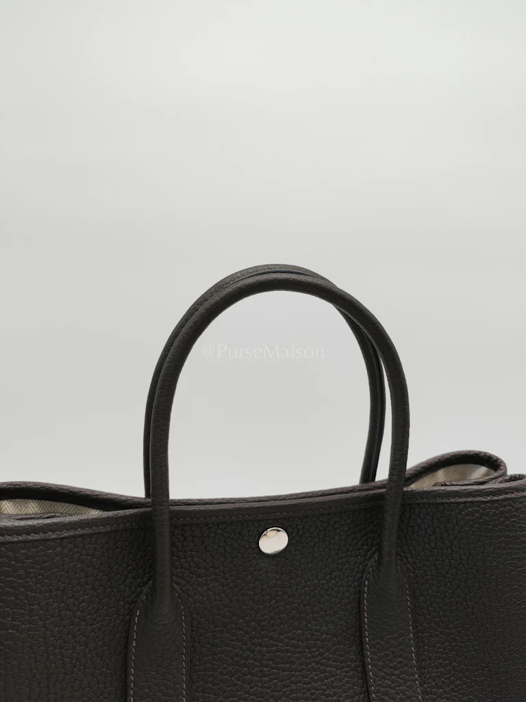 Hermes Garden Party Tote (GPT) 30 in Ebene Negonda Leather & Palladium Hardware Stamp B(2023) - Image 16