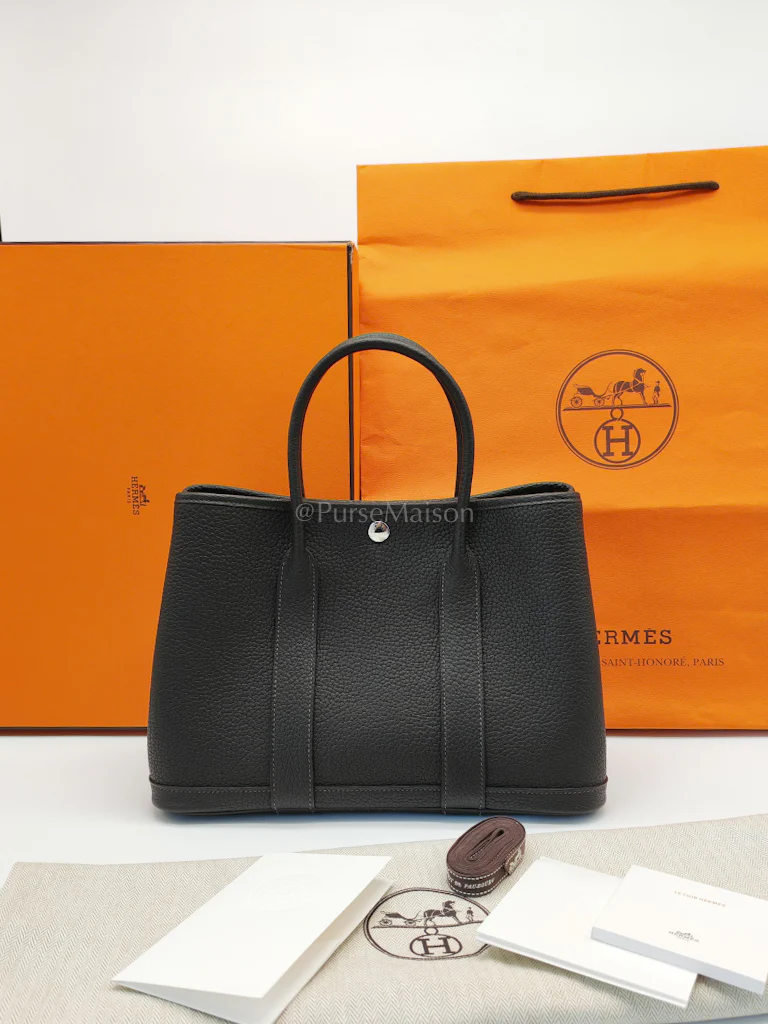 Hermes Garden Party Tote (GPT) 30 in Ebene Negonda Leather & Palladium Hardware Stamp B(2023) - Image 24