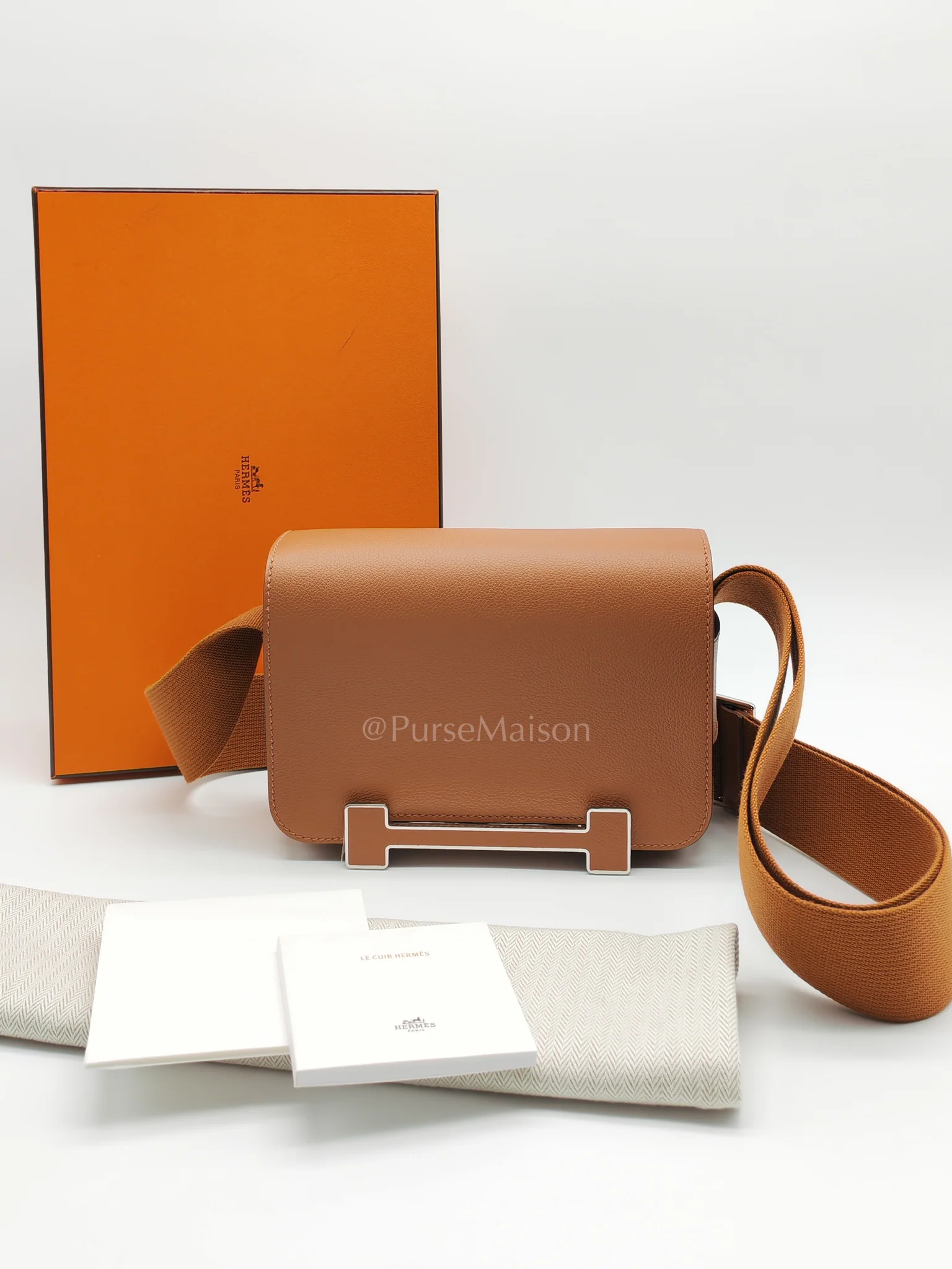 Hermes Geta in Gold Evercolor Leather & Palladium Hardware Stamp K(2025) - Image 21