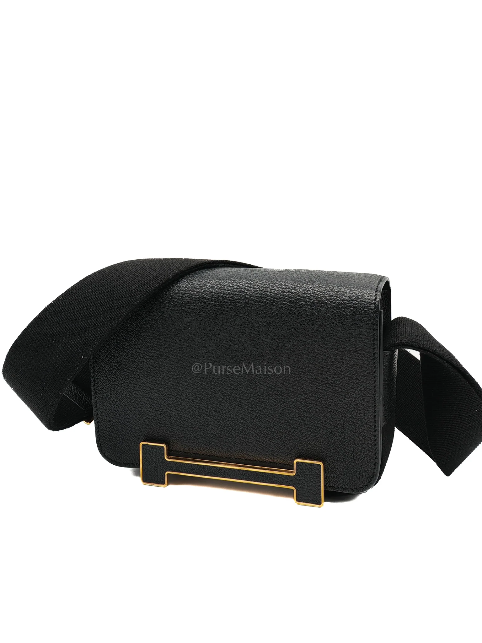 Hermes Geta in Black Chevre Mysore Leather & Gold Hardware Stamp B(2023) - Image 3
