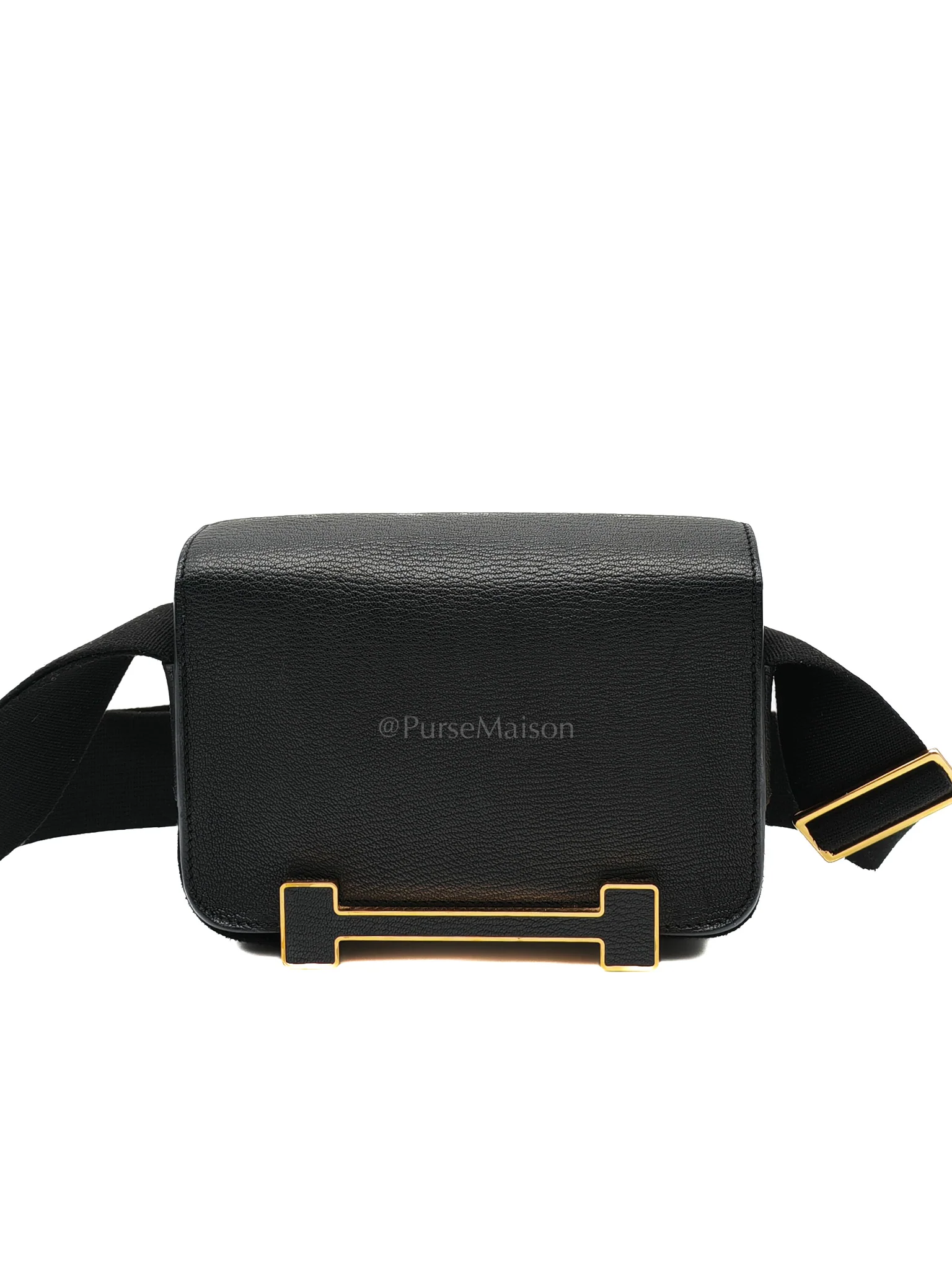 Hermes Geta in Black Chevre Mysore Leather & Gold Hardware Stamp B(2023) - Image 4
