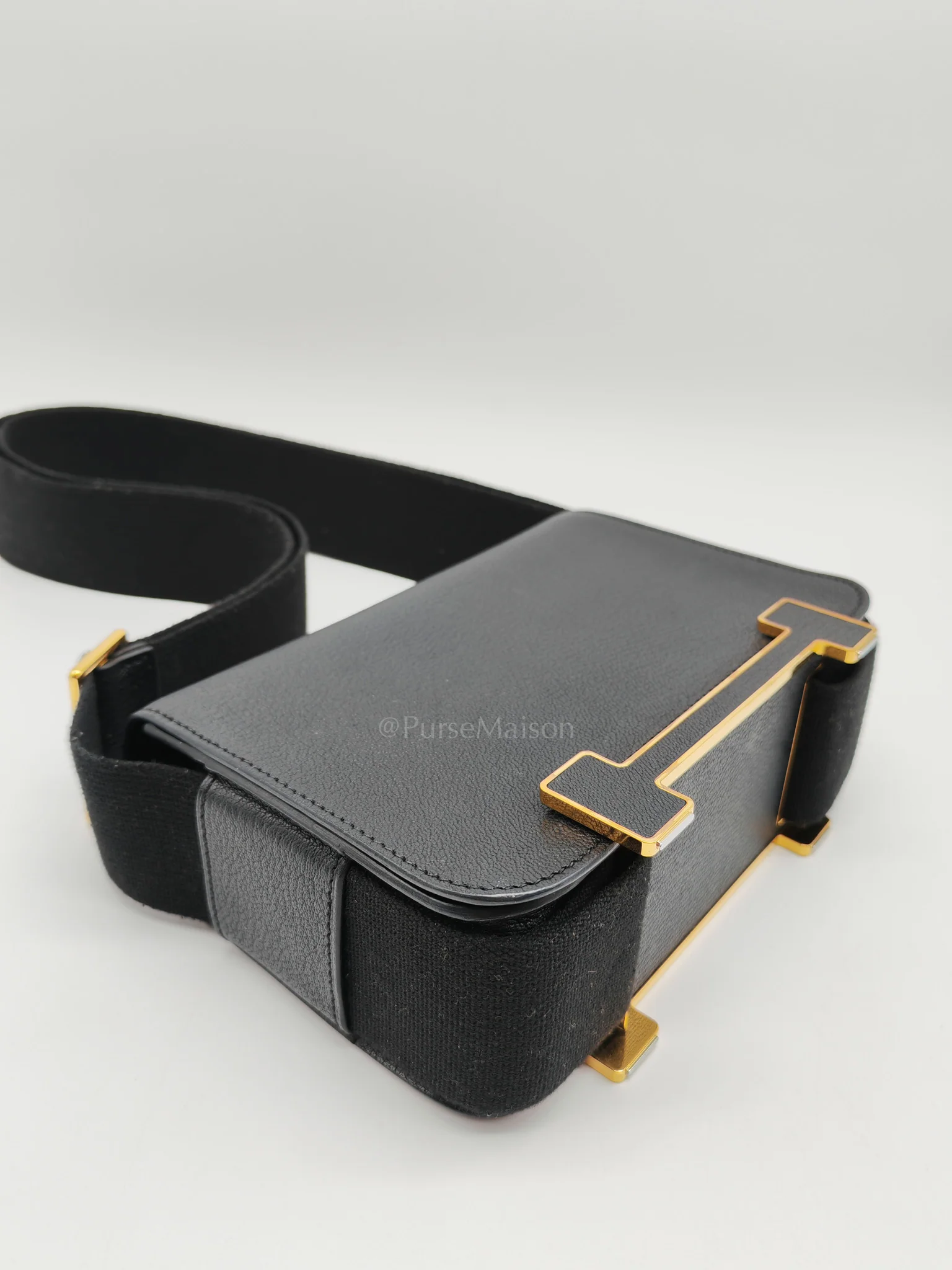 Hermes Geta in Black Chevre Mysore Leather & Gold Hardware Stamp B(2023) - Image 8