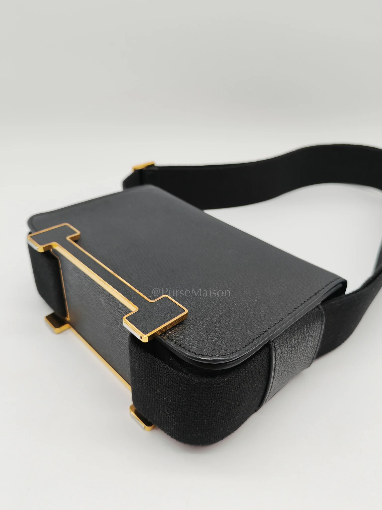 Hermes Geta in Black Chevre Mysore Leather & Gold Hardware Stamp B(2023) - Image 9