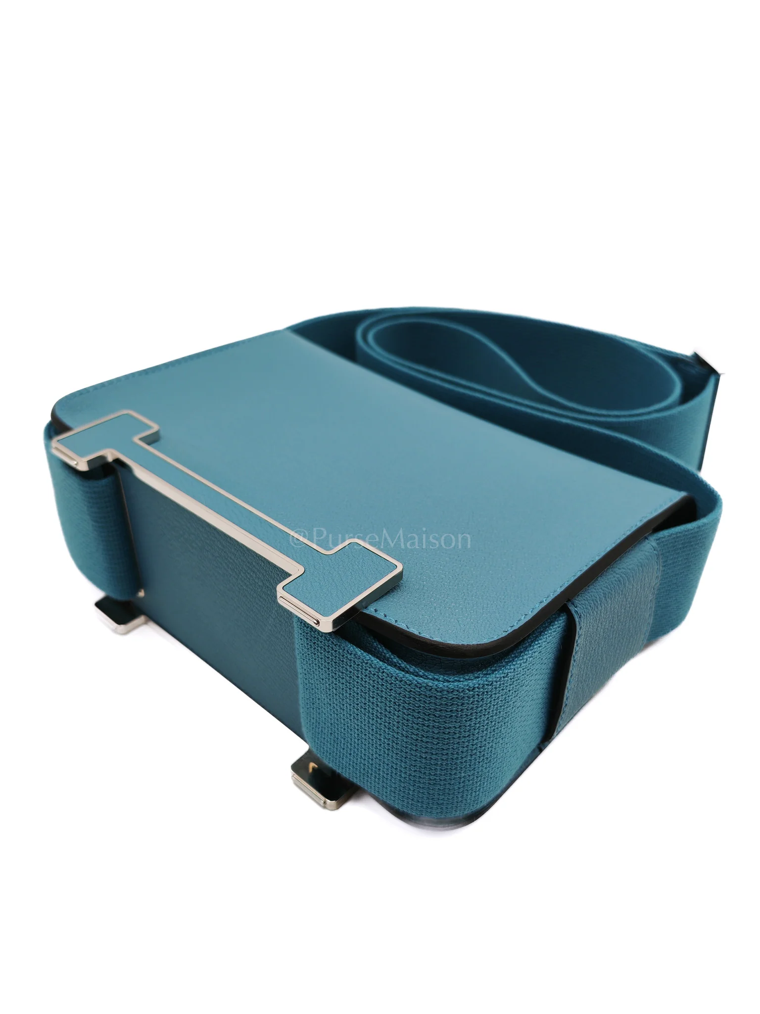 Hermes Geta in Blue Jean Chevre Mysore Leather Palladium Stamp W(2024) - Image 11