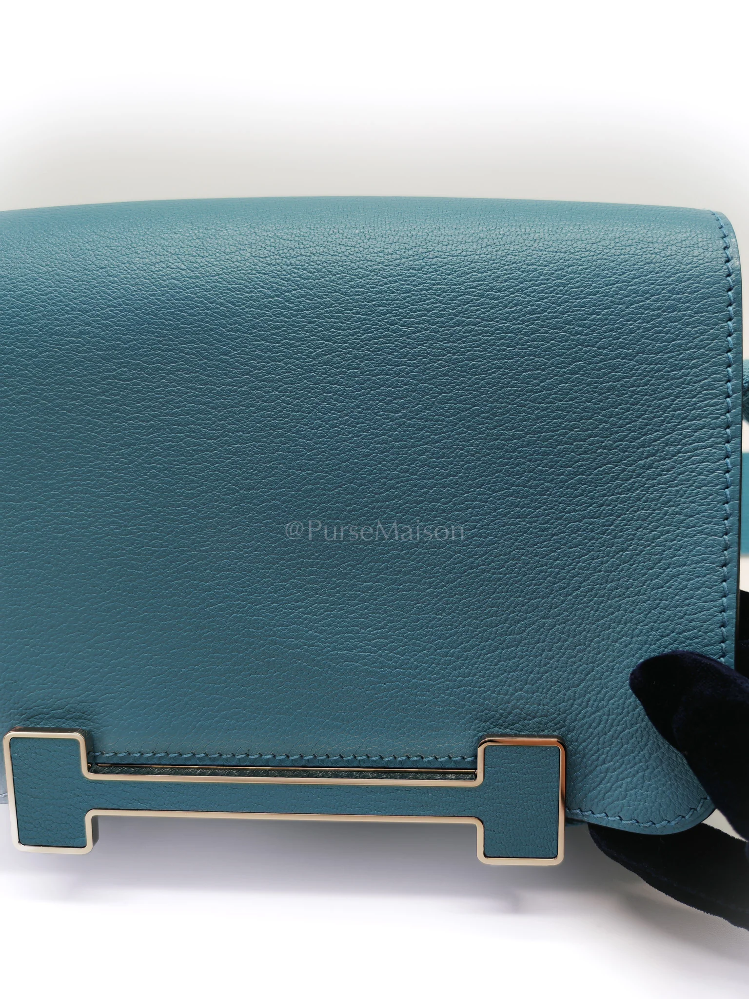 Hermes Geta in Blue Jean Chevre Mysore Leather Palladium Stamp W(2024) - Image 13