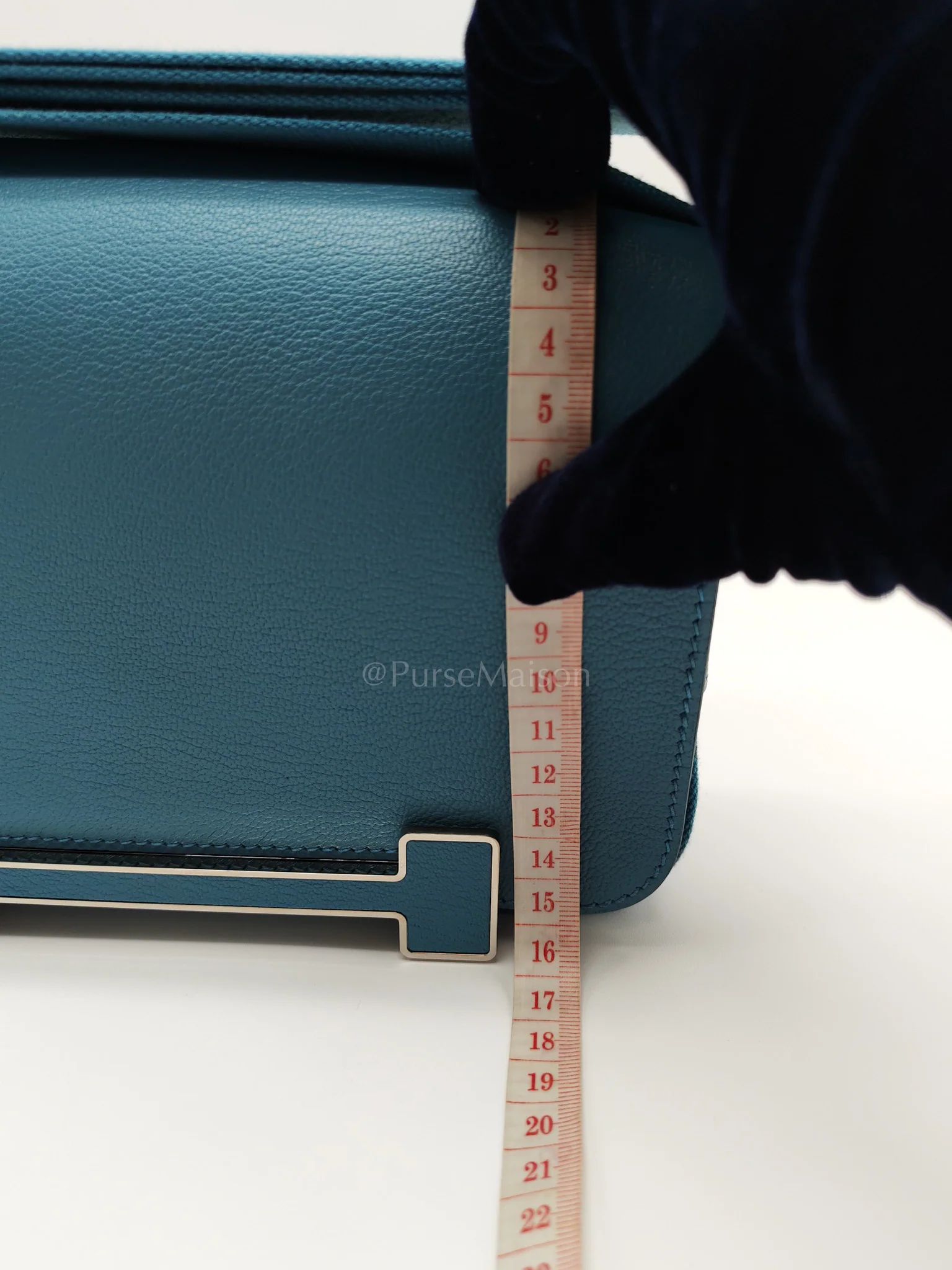 Hermes Geta in Blue Jean Chevre Mysore Leather Palladium Stamp W(2024) - Image 18