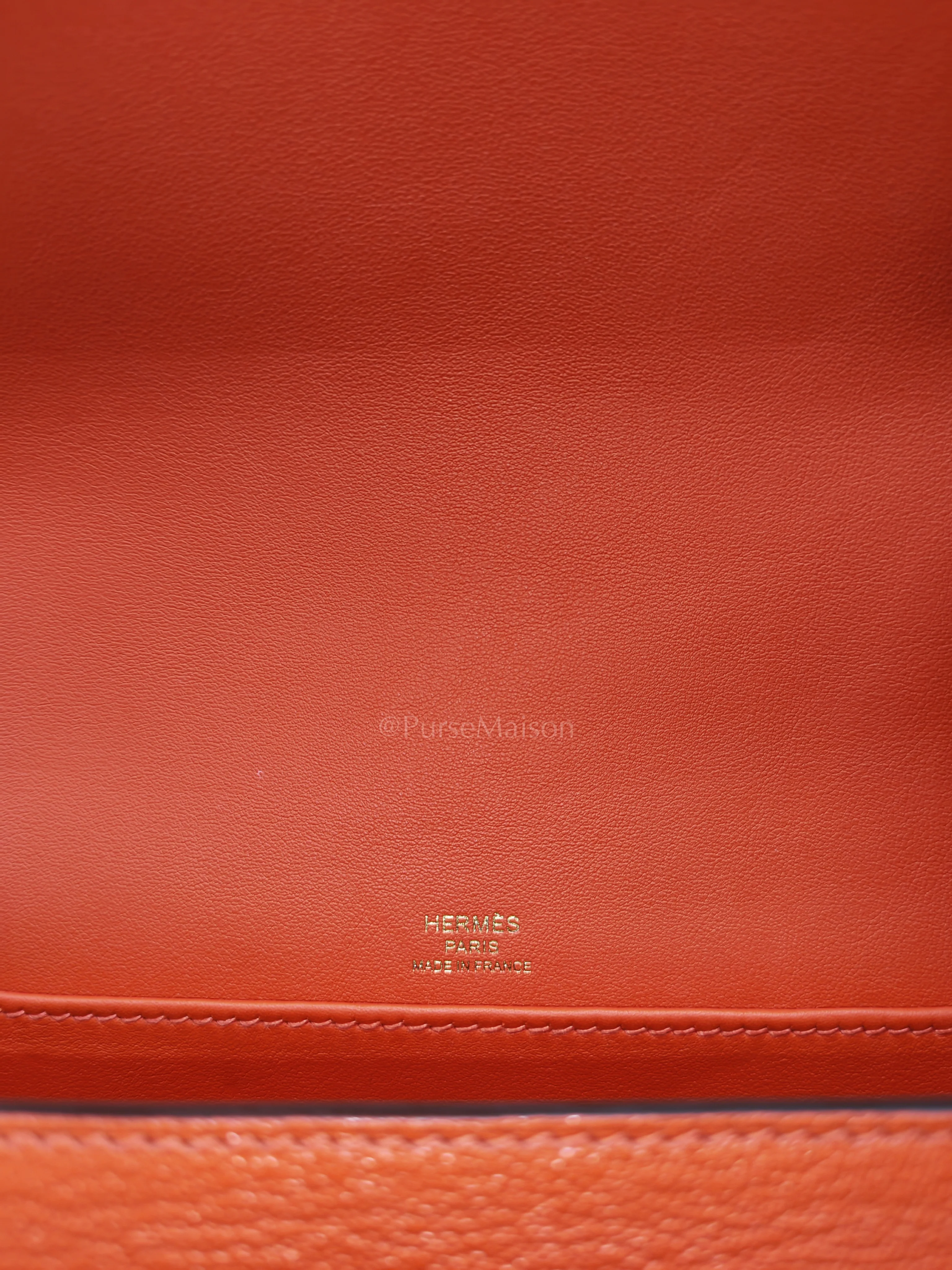 Hermes Geta in Capucine Chevre Mysore Leather & Gold Hardware Stamp U (2022) - Image 14