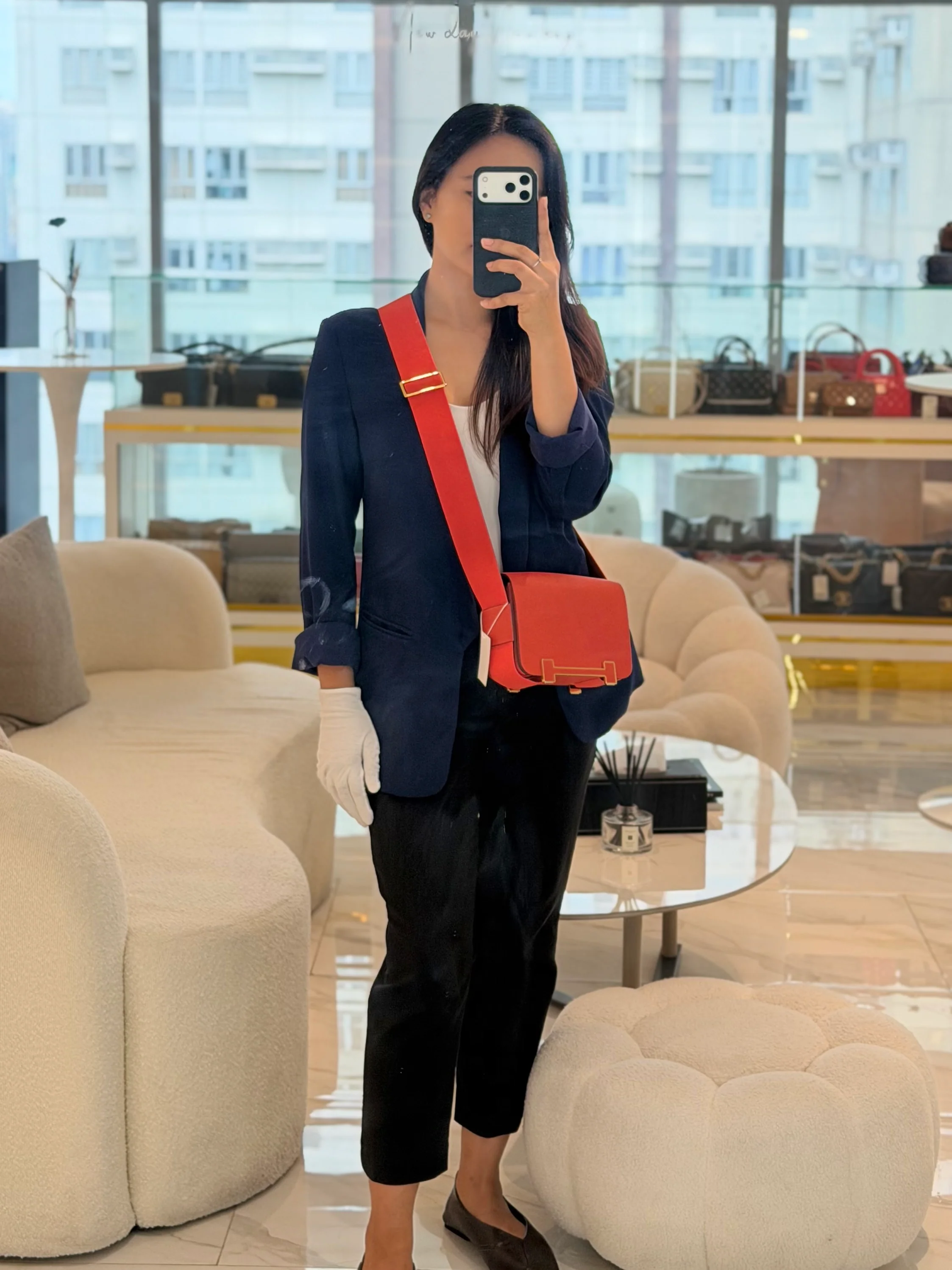 Hermes Geta in Capucine Chevre Mysore Leather & Gold Hardware Stamp U (2022) - Image 24