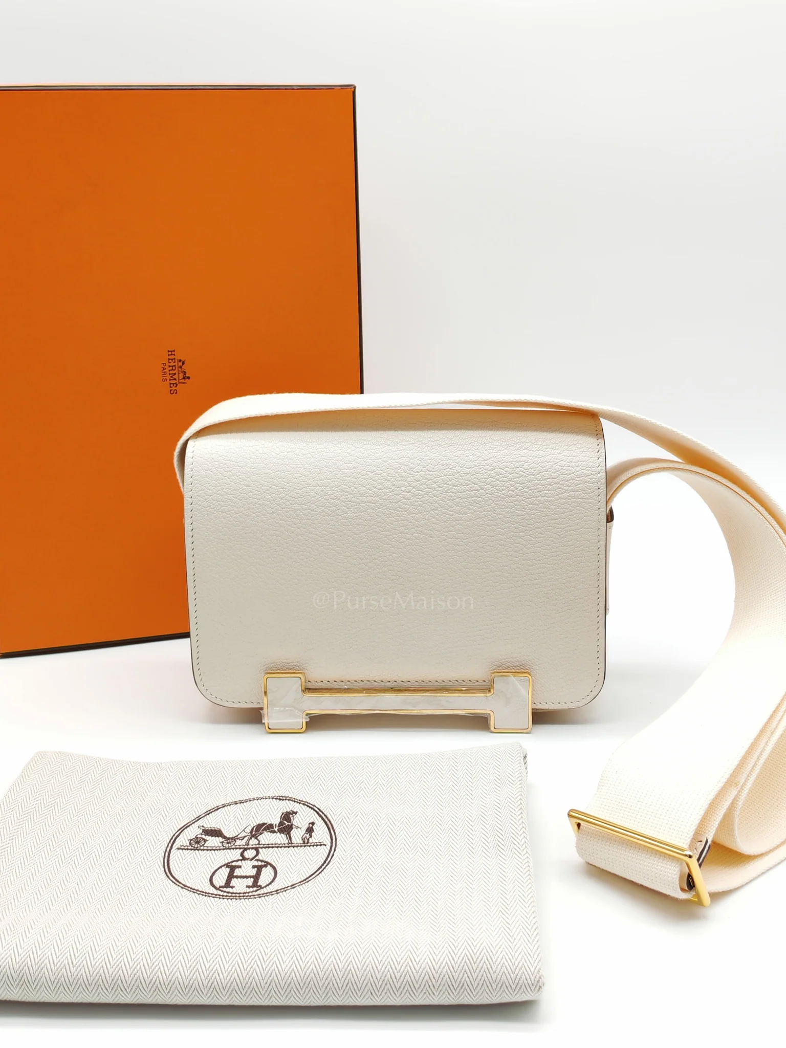 Hermes Geta in Nata Chevre Mysore Leather & Gold Hardware Stamp U(2022) - Image 21
