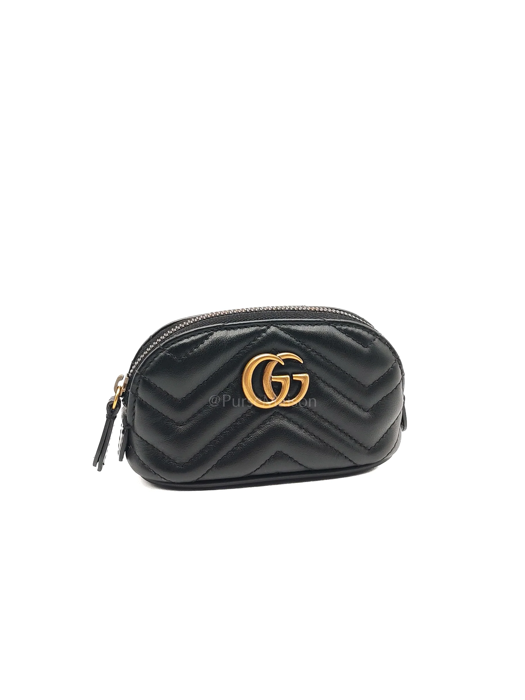 Gucci GG Marmont Cosmetic Case in Black Chevron Quilted Leather & Gold Hardware - Image 2