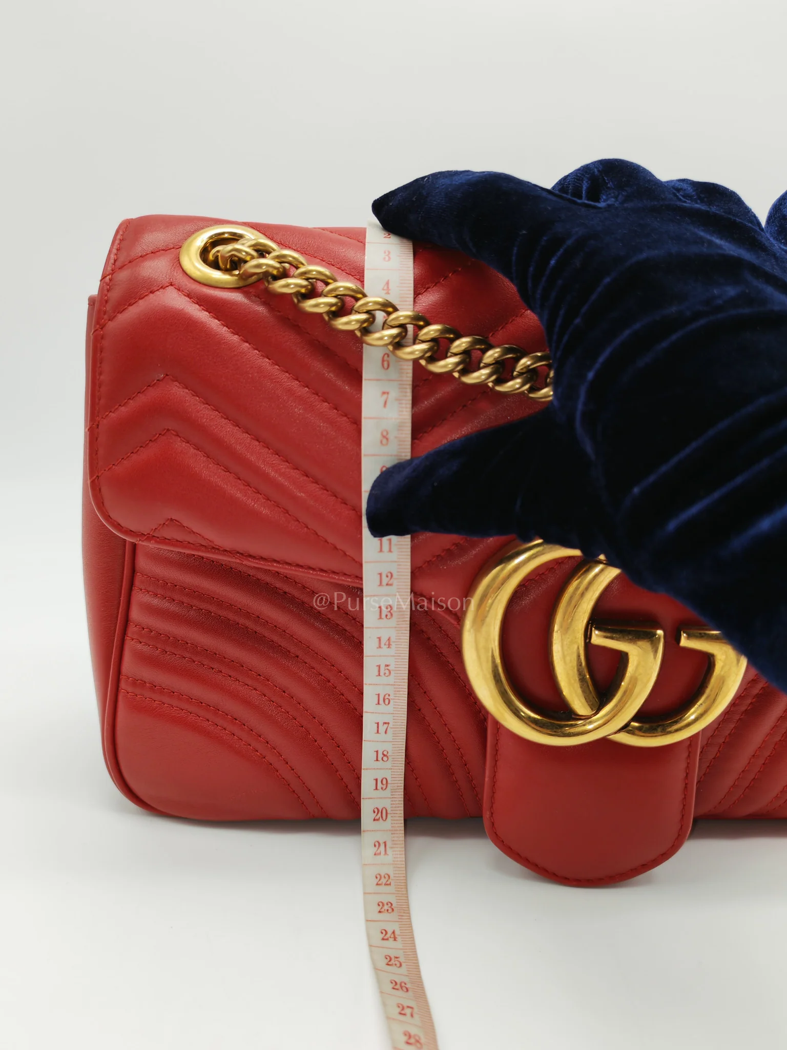 Gucci Marmont Medium in Hibiscus Red Calfskin Leather Shoulder Bag - Image 37
