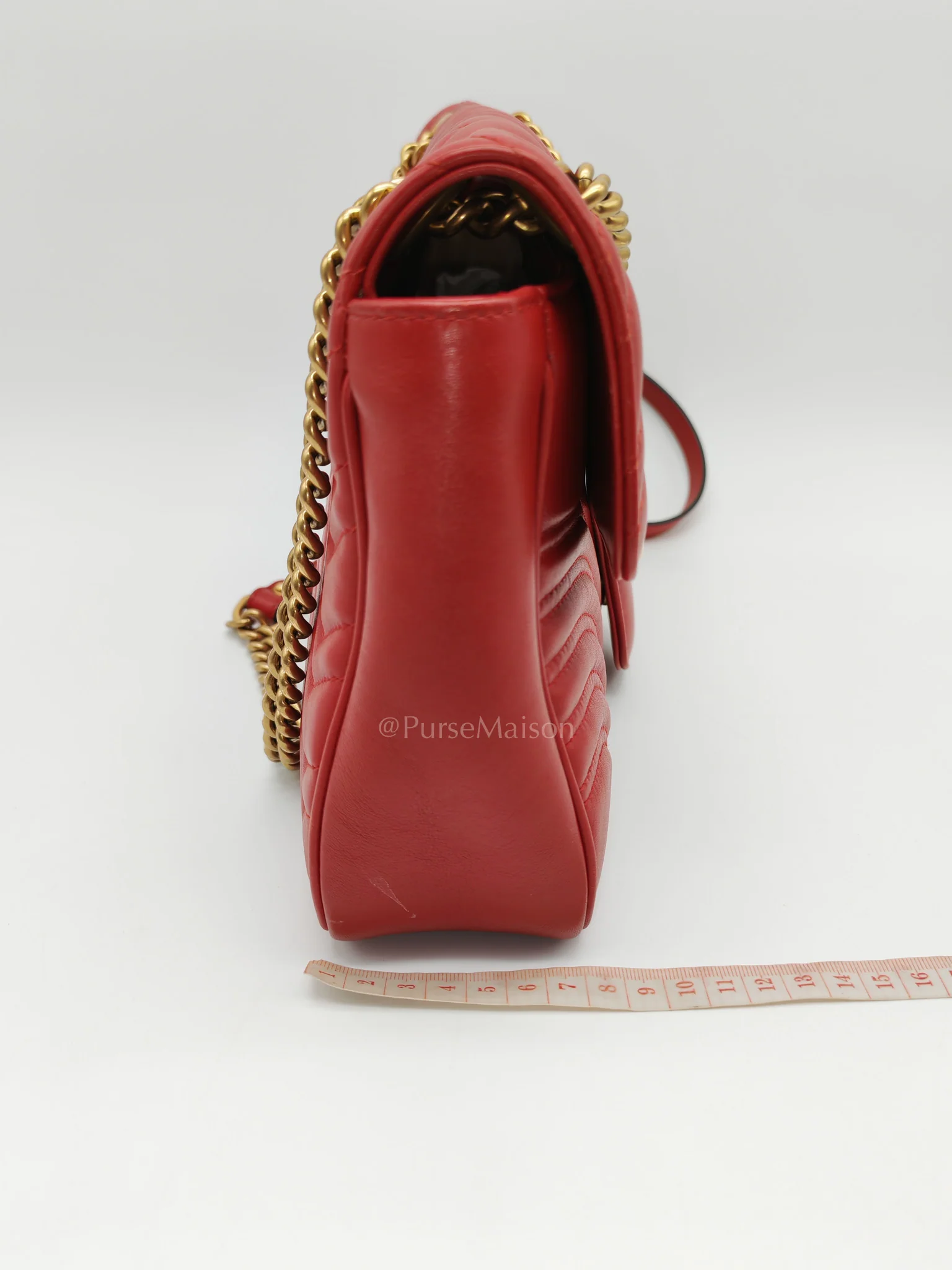 Gucci Marmont Medium in Hibiscus Red Calfskin Leather Shoulder Bag - Image 38