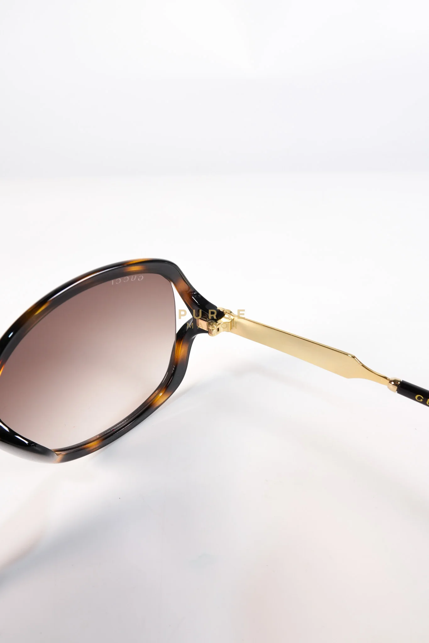 Gucci GG0076SK Tortoise Oversize Round Sunglasses in Black/Brown - Image 16