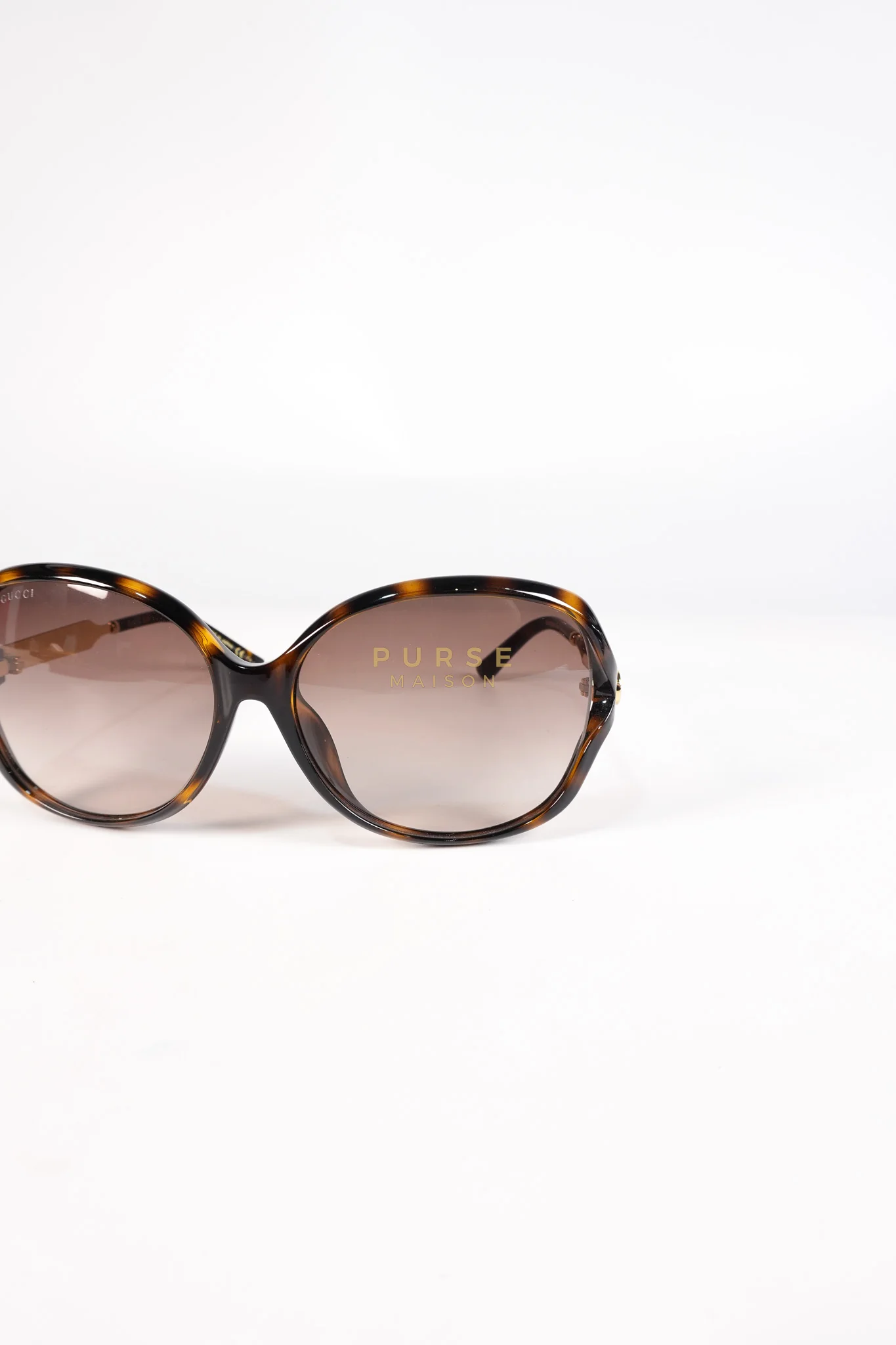 Gucci GG0076SK Tortoise Oversize Round Sunglasses in Black/Brown - Image 21