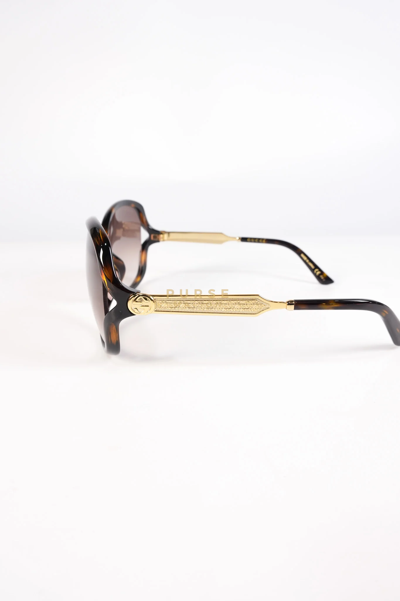 Gucci GG0076SK Tortoise Oversize Round Sunglasses in Black/Brown - Image 28